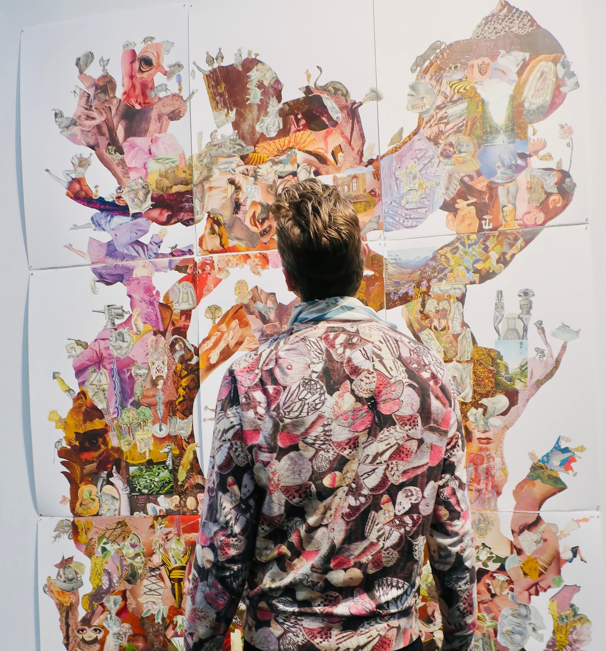 Spotted at Art On Paper 2019 with Miles (Miles Pittman) in front of John Hundt collage at Nancy Hoffman Gallery