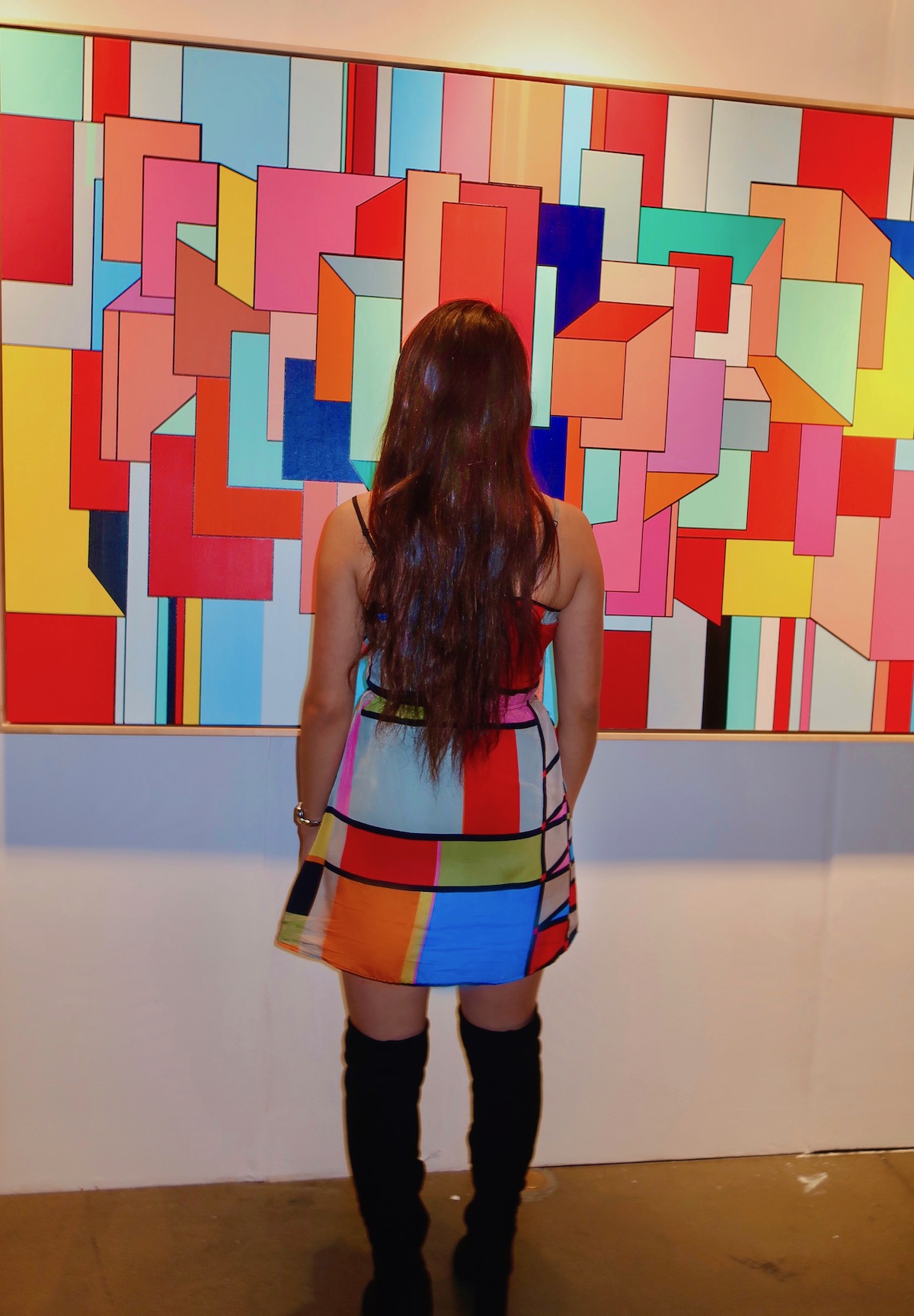 Spotted at LA Art Show 2019 with ? in front of Juan Carlos Munoz Hernandez painting at Simard Bilodeau Contemporary