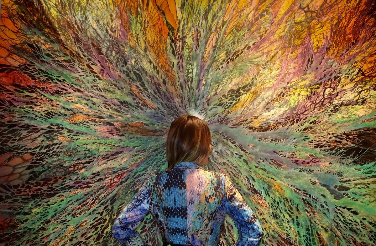Spotted at LA Art Show 2020 with Jaq Frost (Jaq_frost) standing in front of painting by Marina Rehrmann (Marinak.rehrmann) with The Artworks Gallery