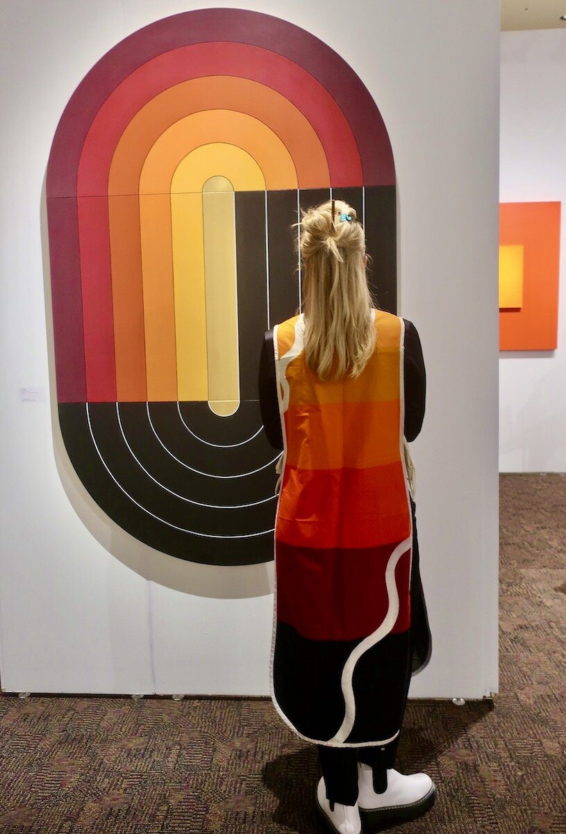 Spotted at Art Palm Springs 2020 with Gary Gand (ggand) in front of Kimber Berry painting at Hohmann Art