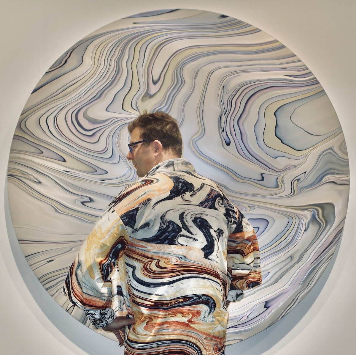 Spotted at Art Palm Springs 2020 with Terry (thehastingsgallery) in front of Andy Moses painting at Melissa Morgan Gallery