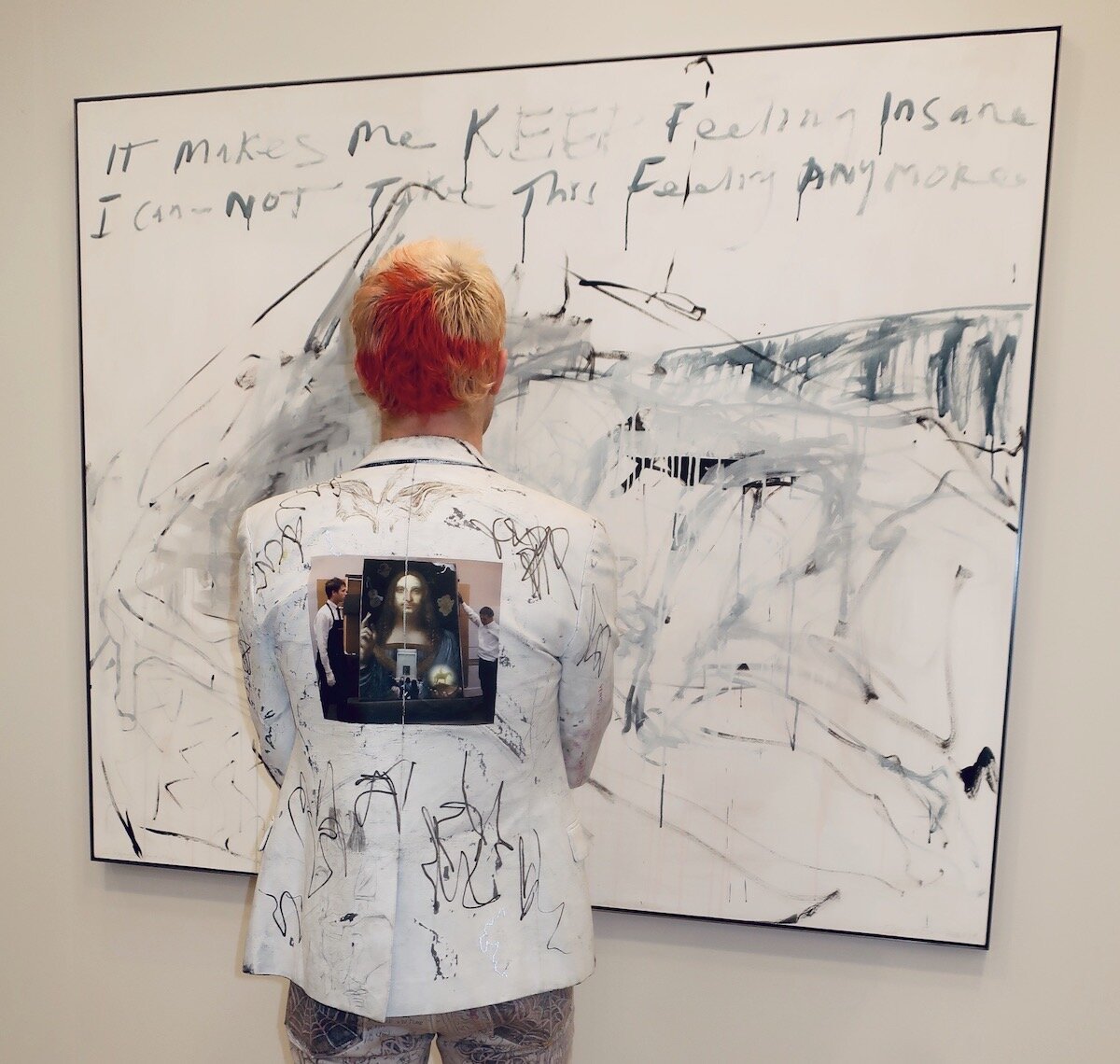 Spotted at Frieze LA 2020 with Luke (revolutionarytechnology) standing in front of Tracy Emin painting at Xavier Hufkens Gallery