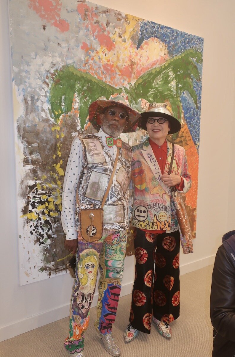 Spotted at Frieze LA with Dennis Callwood and Keiko Fukazawa in front of Richard Aldrich painting at Modern Art/London