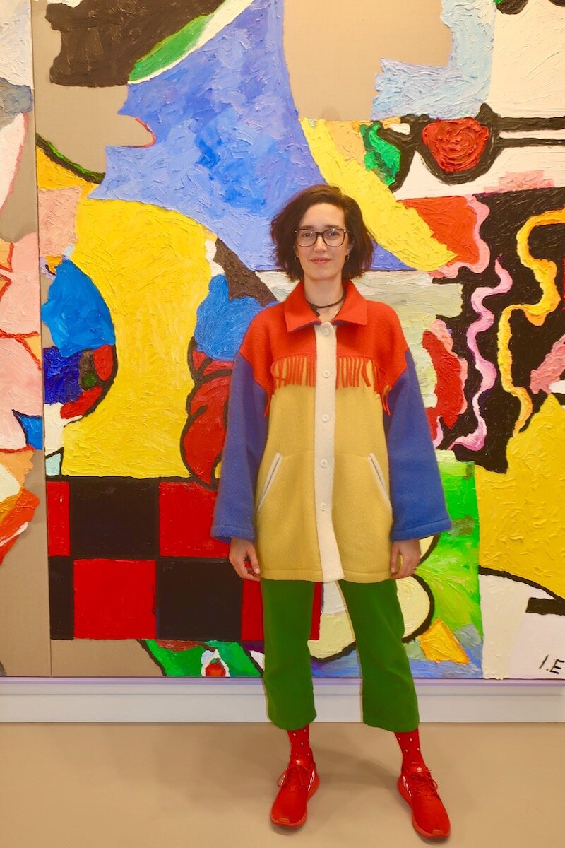 Spotted at Frieze LA with Pia Pack (piapack) in front of Ida Ekblad painting at Galerie Max Hetzler
