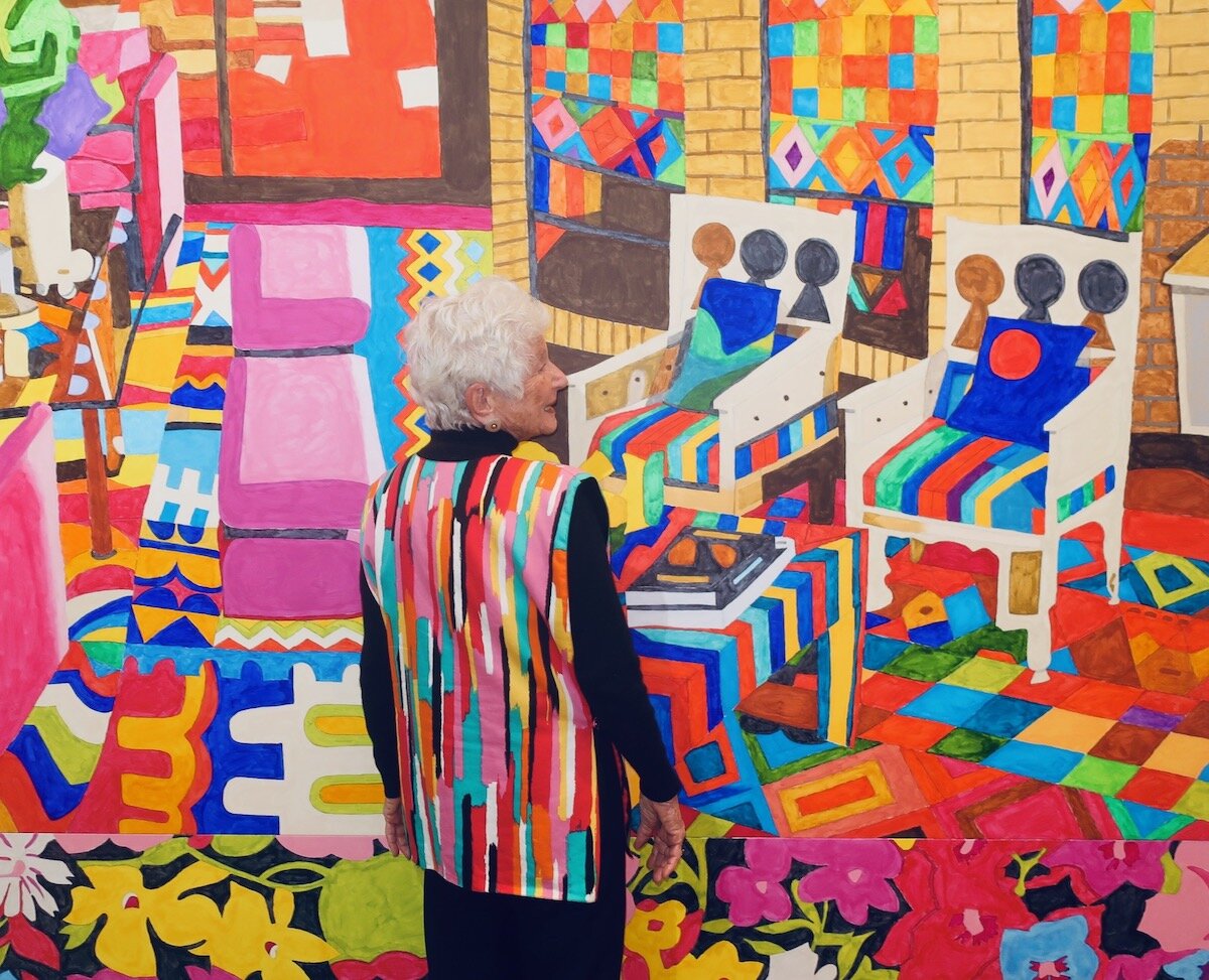 Spotted at Scope Art Show 2020 with Toby in front of Justin Samson painting at Neumann Wolfson Art