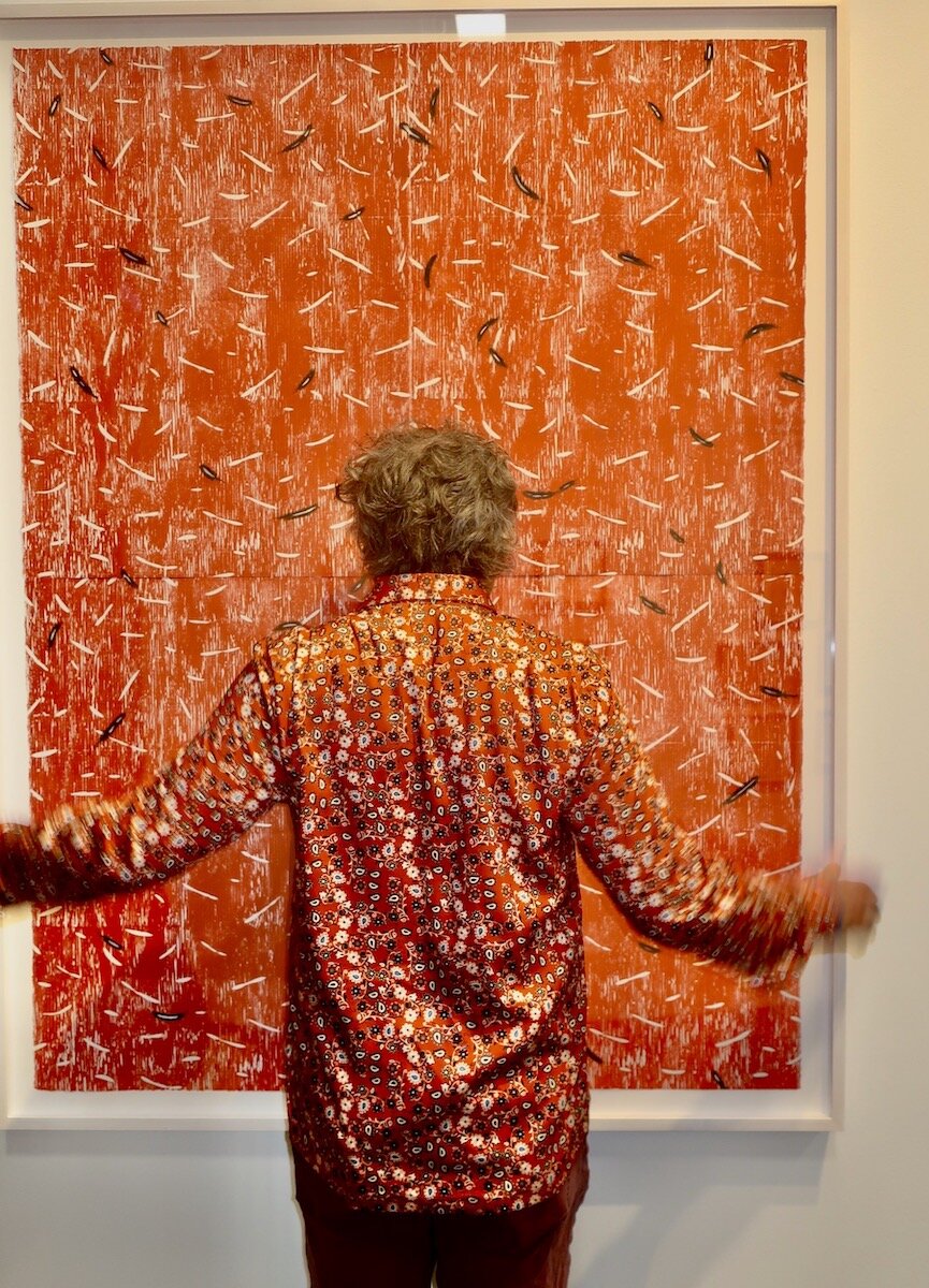 Spotted at Art On Paper 2020 with Jonathan Blum standing in front on Kathleen Kucha at Heather Gaudio Fine Art