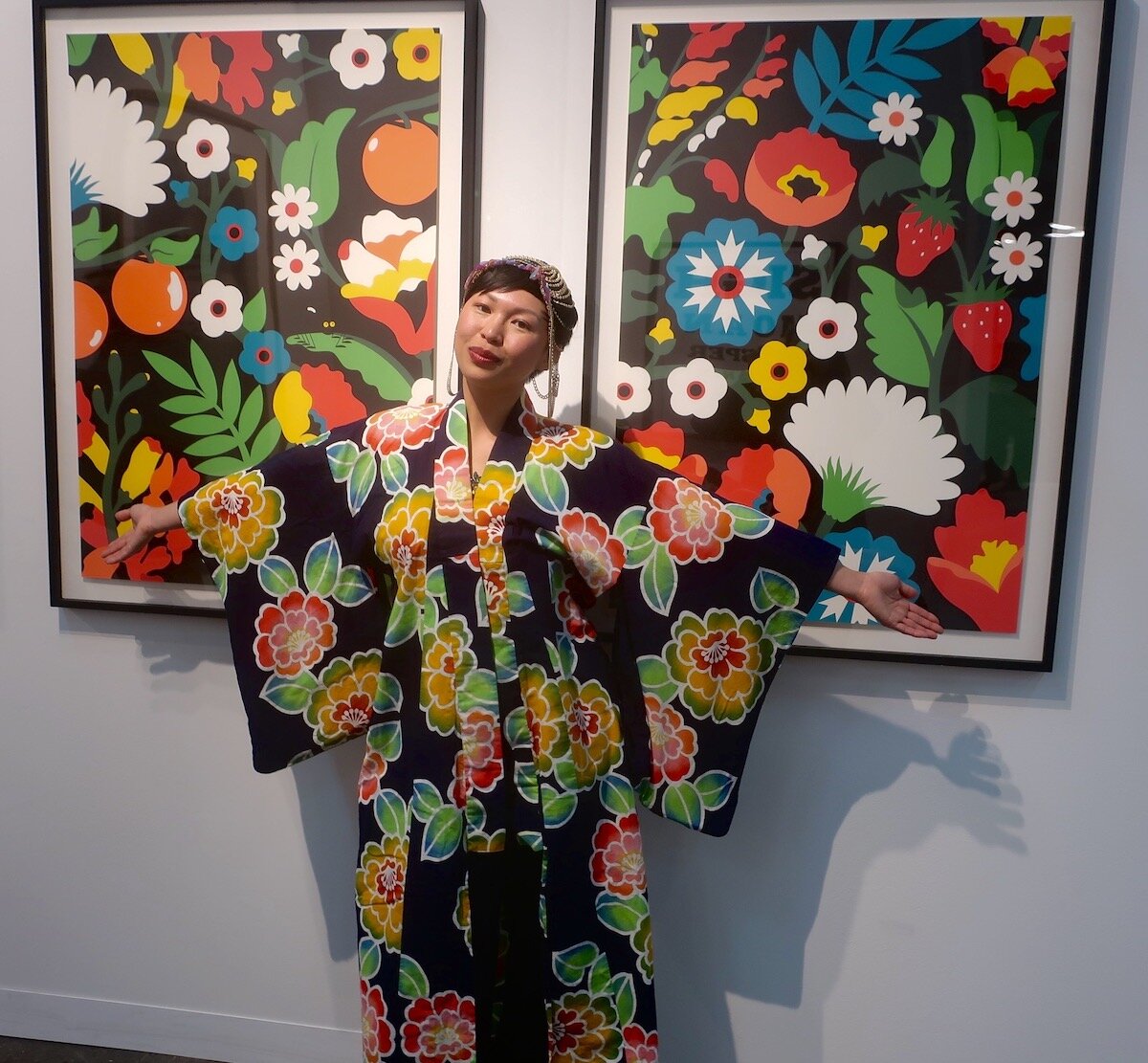 Spotted at The Armory Show 2020 with An Vo (anvonyc) standing in front of Dabsmyla lithographs at Poligrafa