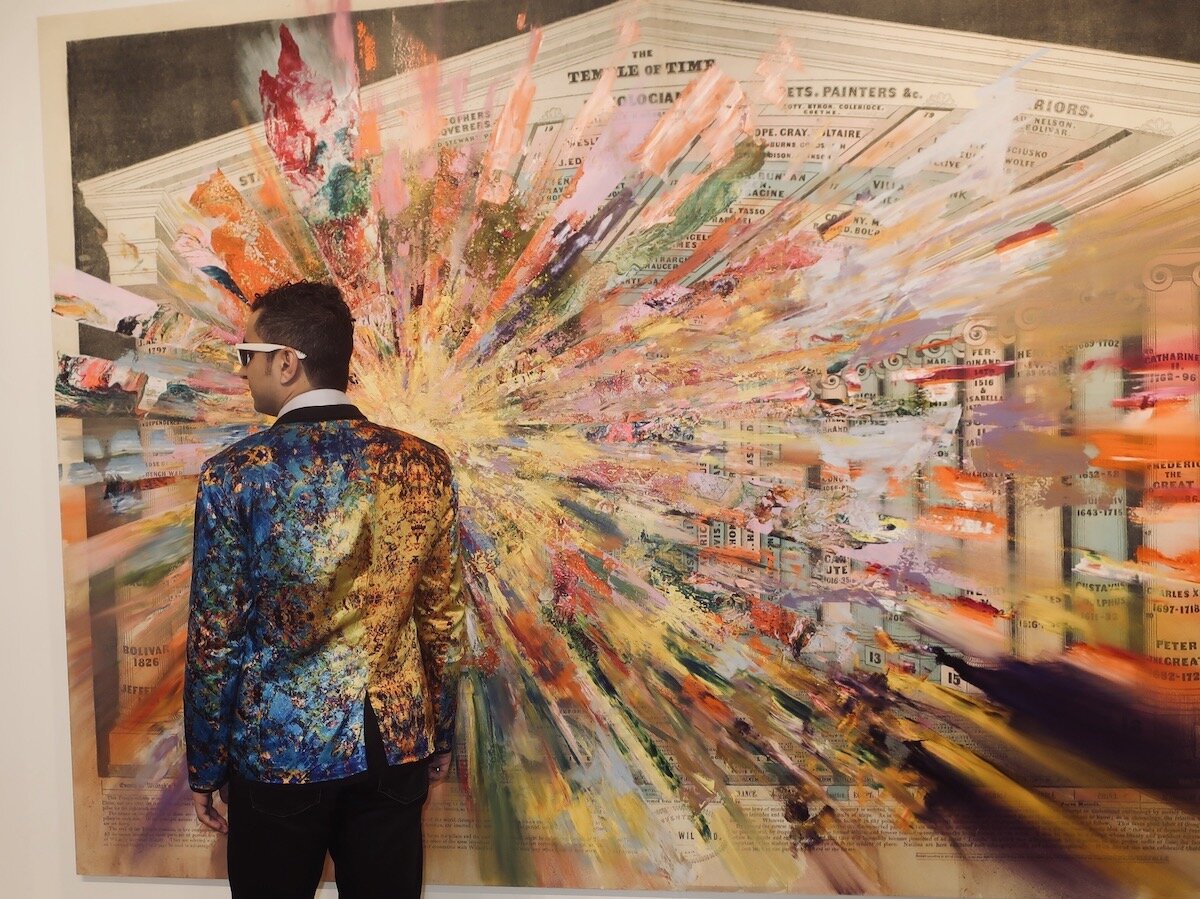 Spotted at the Armory with Nima Veiseh (nimaabstract) standing in front of Firelei Baez painting at James Cohan Gallery
