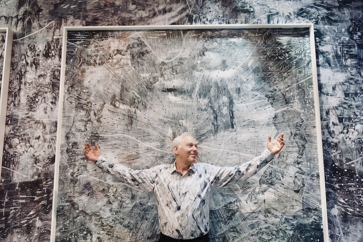 Spotted at The Armory Show 2020 with Stephan standing in front of Amy Schissel drawing at Patrick Mikhail Gallery