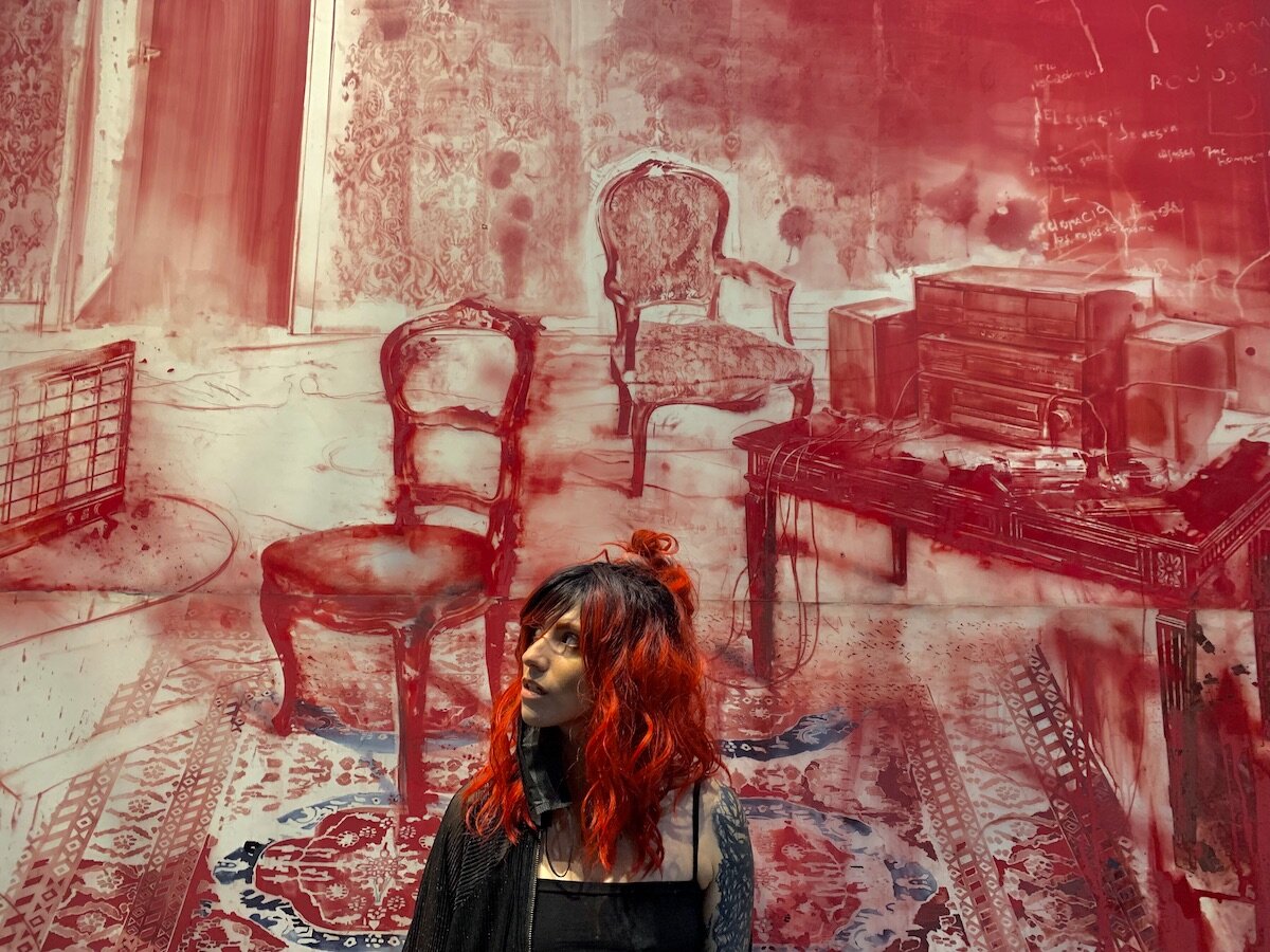 Spotted at the LA Art Show with @jenfit standing in front of Julio Vaquero painting (Pigment Gallery)
