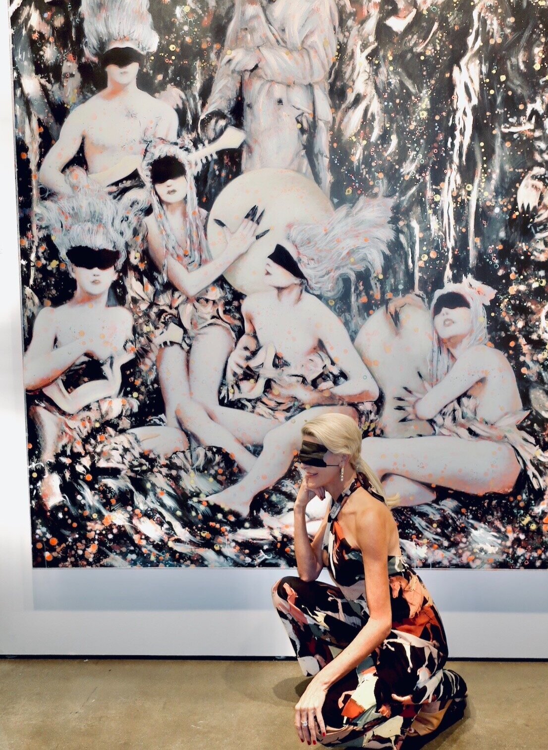 Spotted at LA Art Show with Karen Caldwell in front of Anna Lena Straube painting at Caldwell Snyder Gallery
