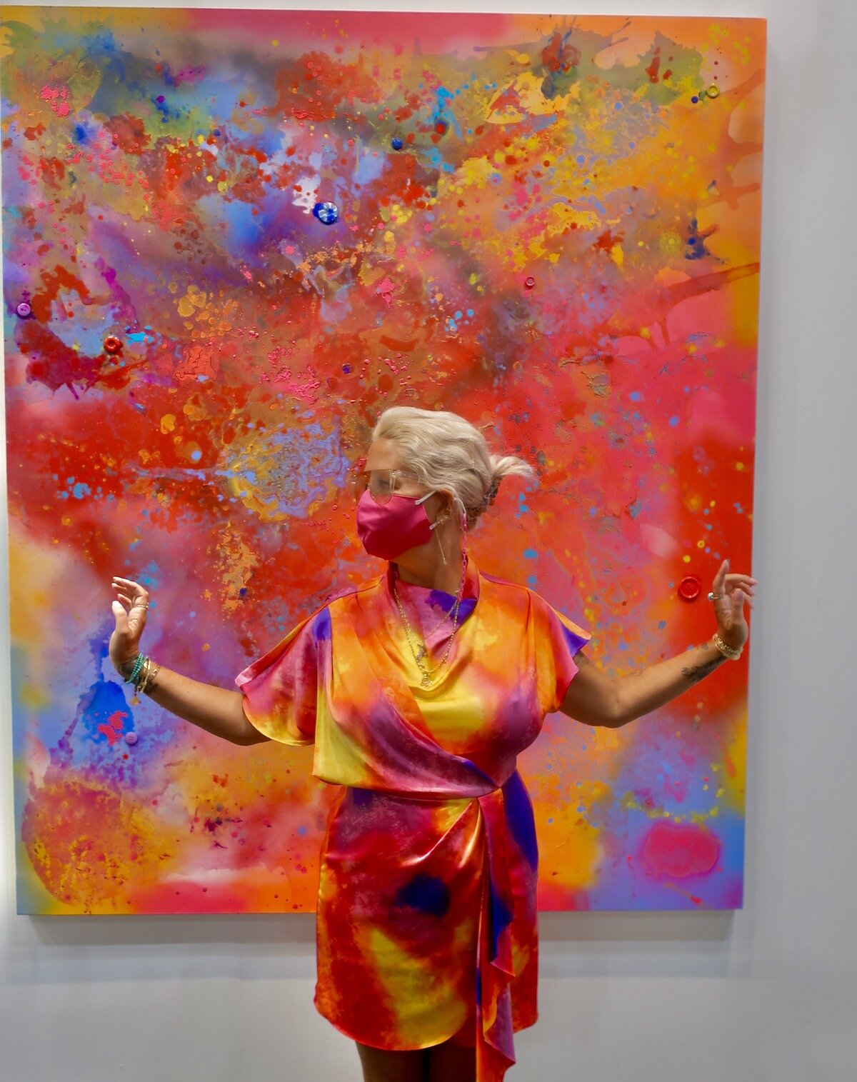 Spotted at the Armory Show with Alyssa Gruber in front of Brenna Youngblood painting at Roberts Projects