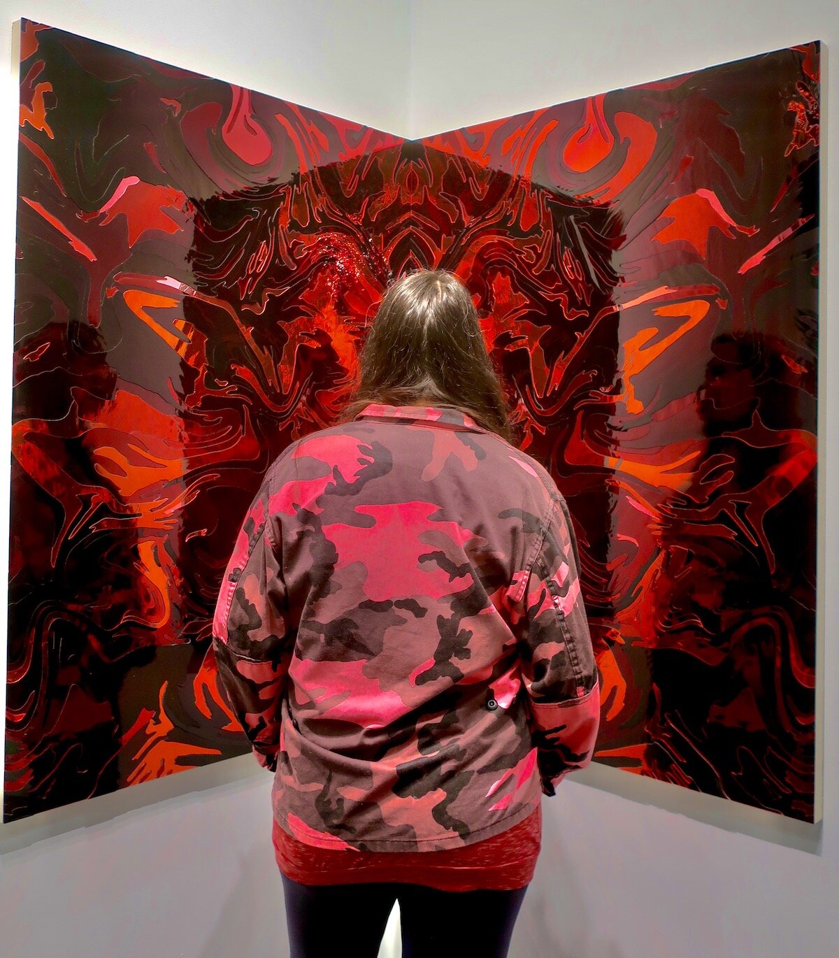 Spotted at the Armory Show with Marni Kotak in front of Jim Hodges Mirror on Canvas at Stephen Friedman Gallery