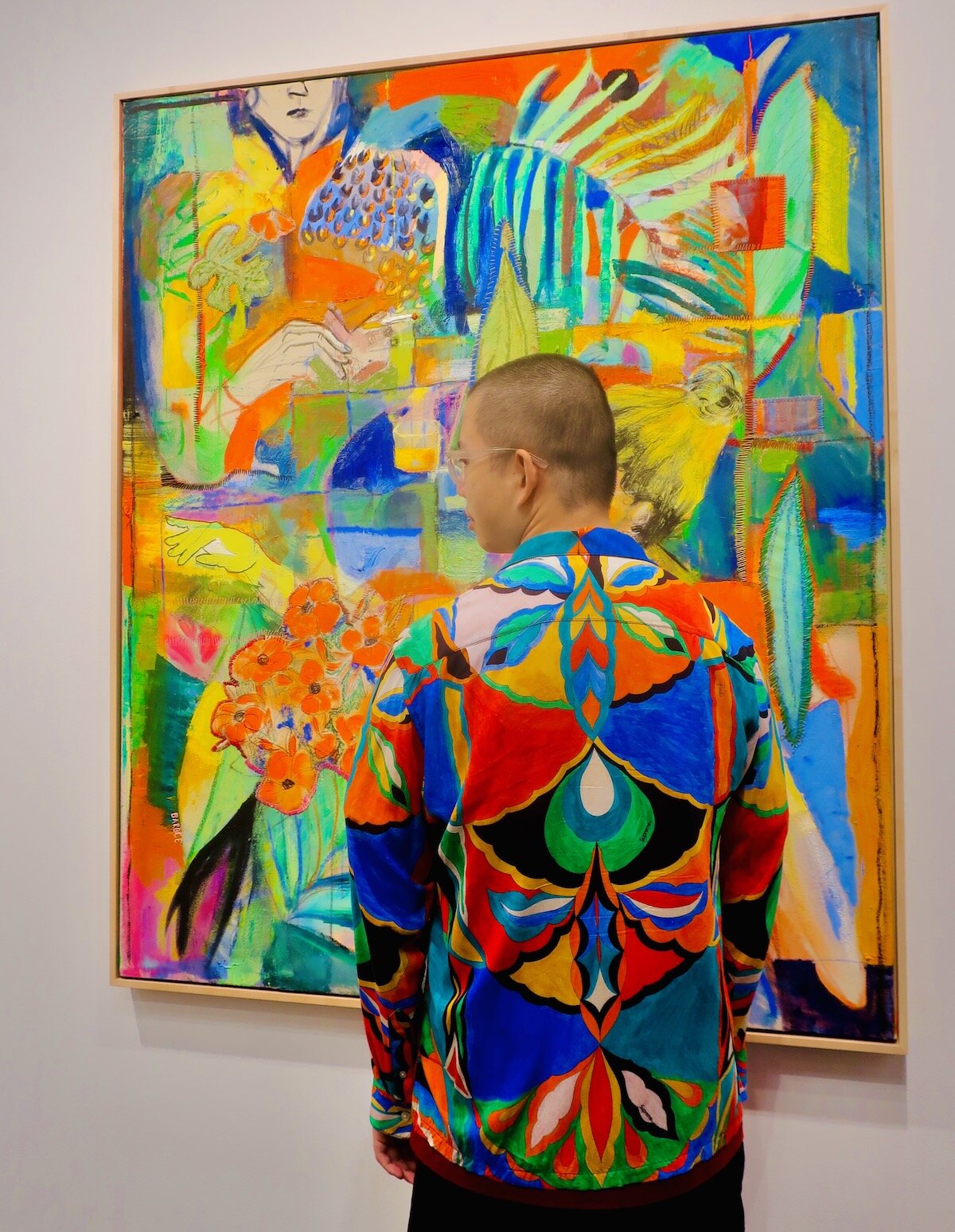 Spotted at the Armory Show with Weihan Zhou in front of Kate Barbb painting at Kohn Gallery