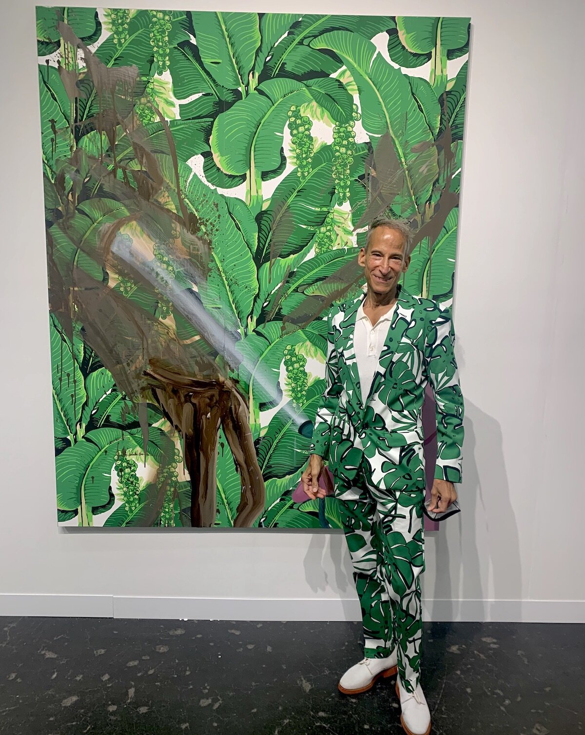Spotted at the Armory Show with Rob Levy in front of Tala Madani painting at 303 Gallery