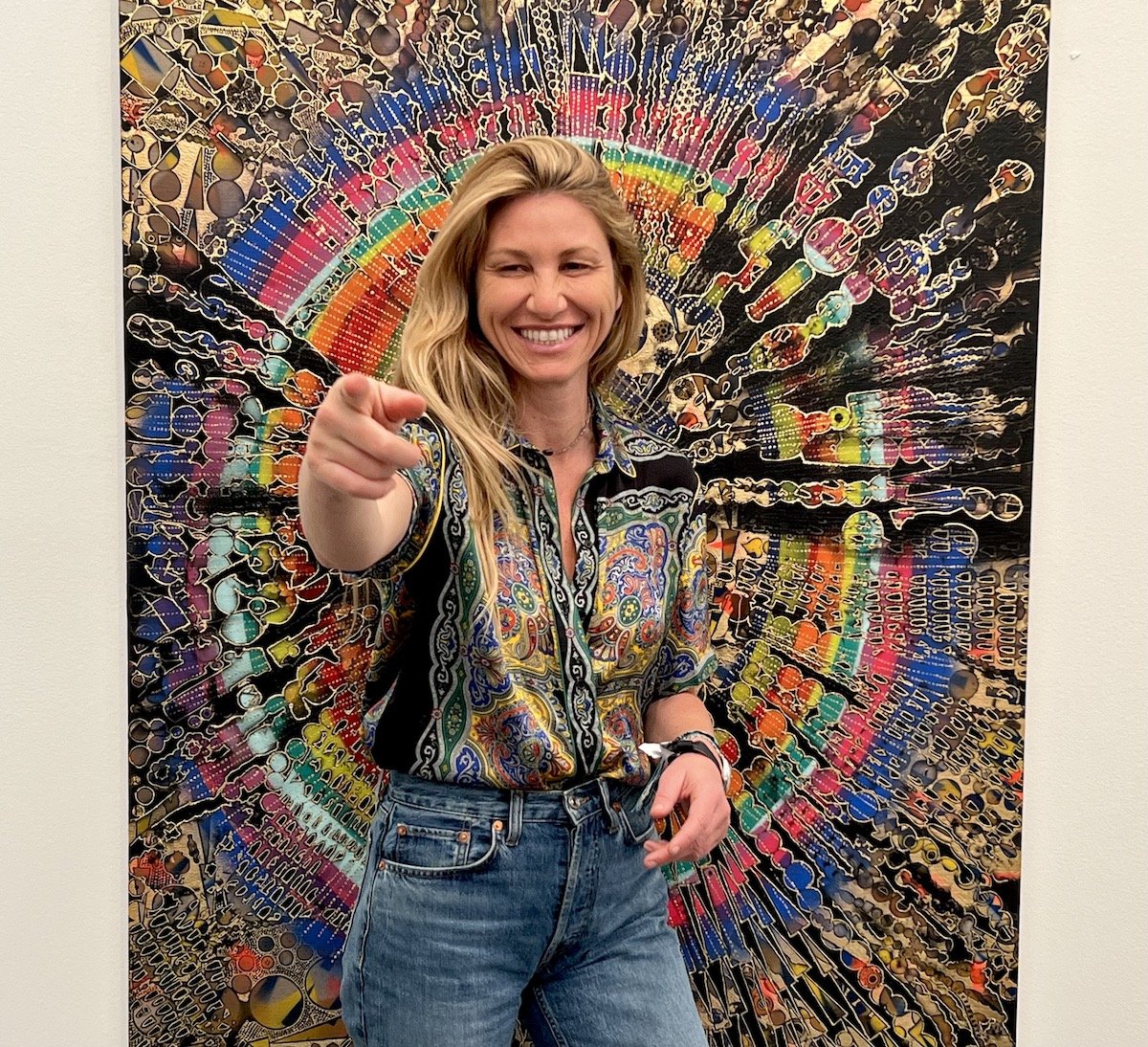 Spotted at Frieze with Vi (vi_bar) in front of Mindy Shapero painting at Nino Mier Gallery