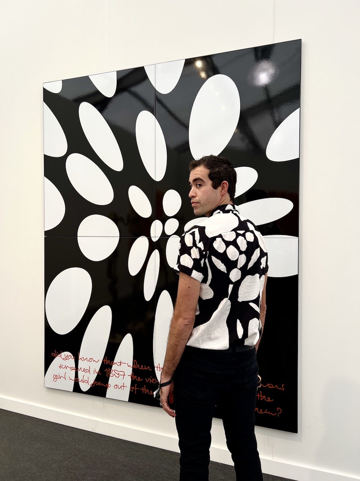 Spotted at Frieze LA with Arya (dramafriend) in front of Nora Turato steel painting
