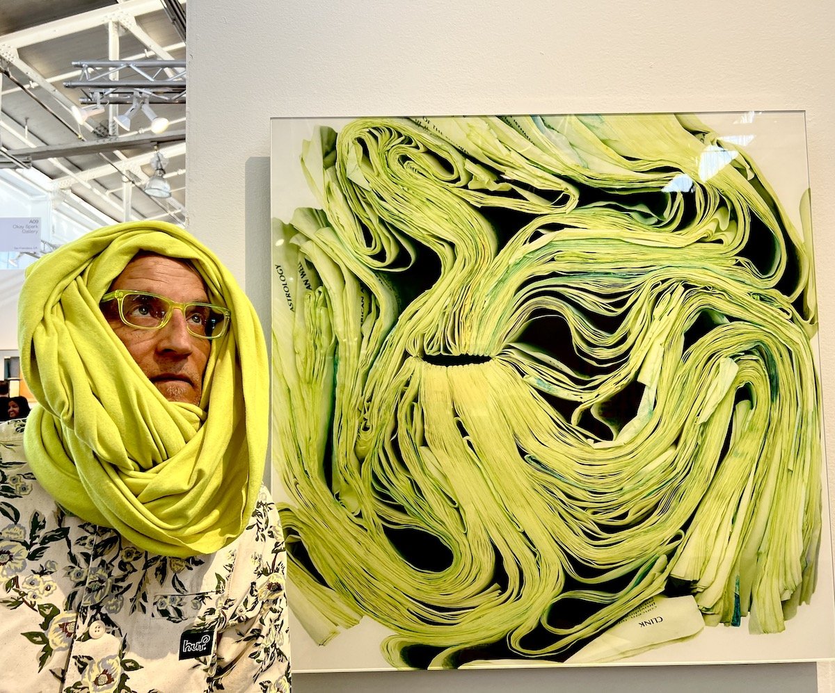 Spotted at Art Market SF with Bruce Beaudette standing next to Cara Barer's print at Andrea Schwartz Gallery