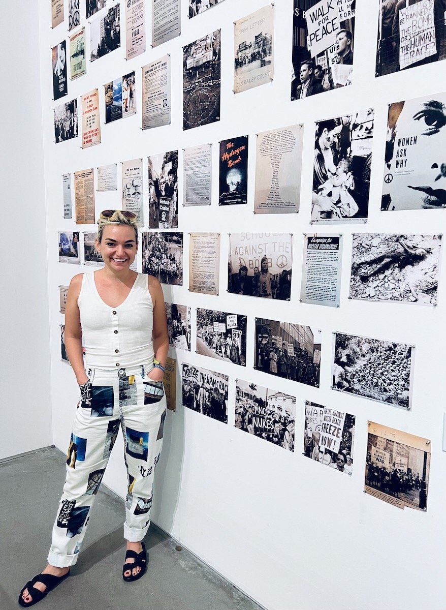 Spotted at Frieze NYC with Allison Paigeray in front of Pedro Reyes historical collection