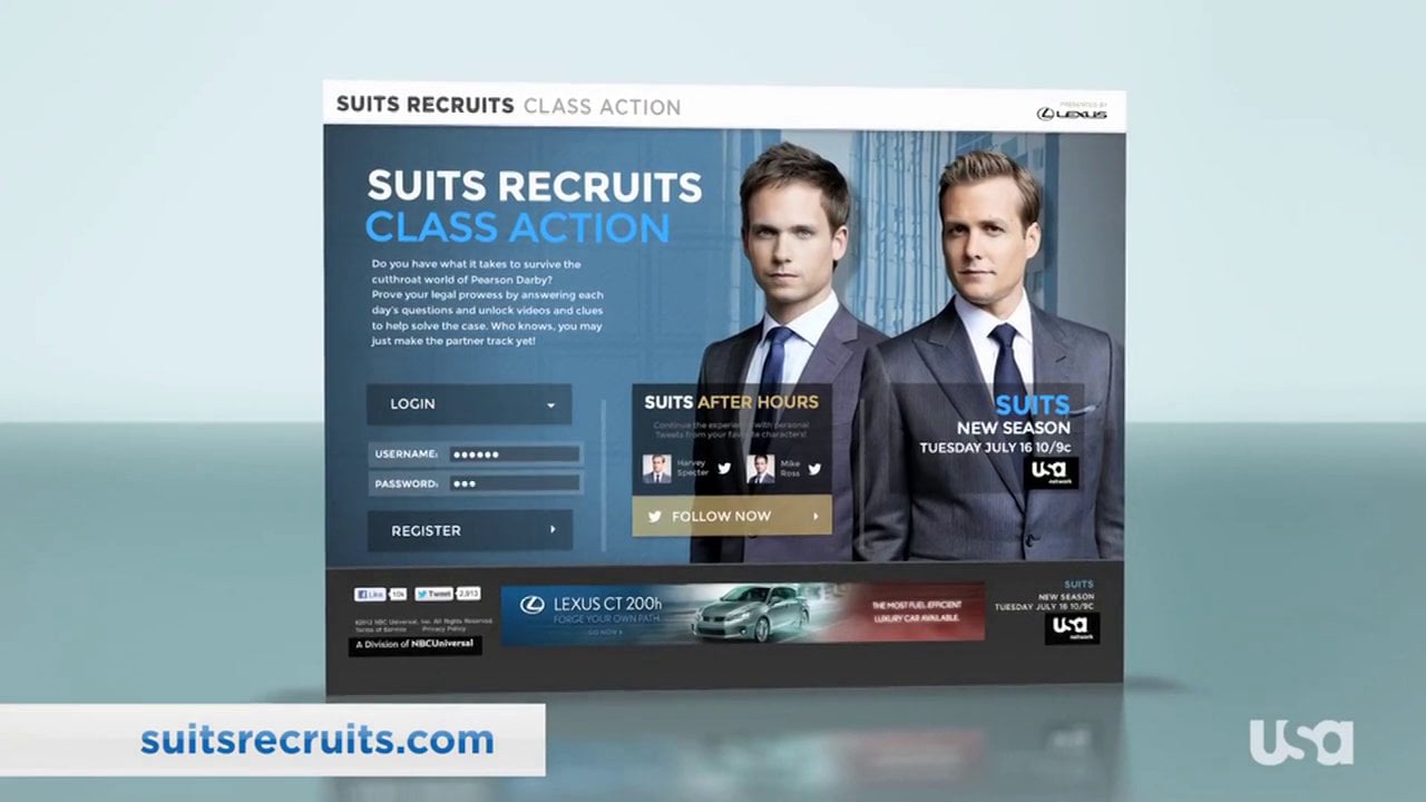 USA • Suits Recruits / Lexus • Web Driver