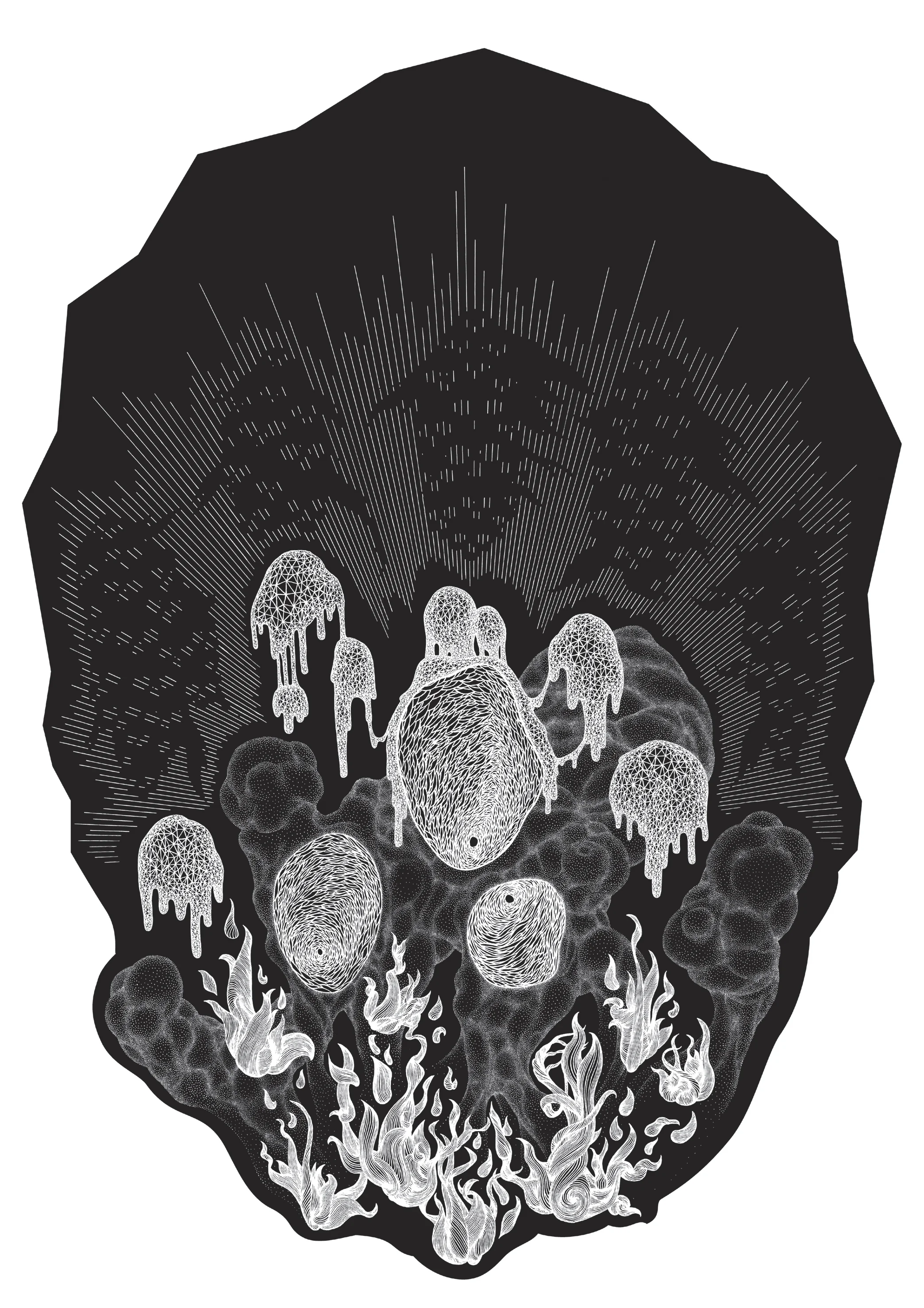 Poster from original drawing, white ink on black paper, 2003.