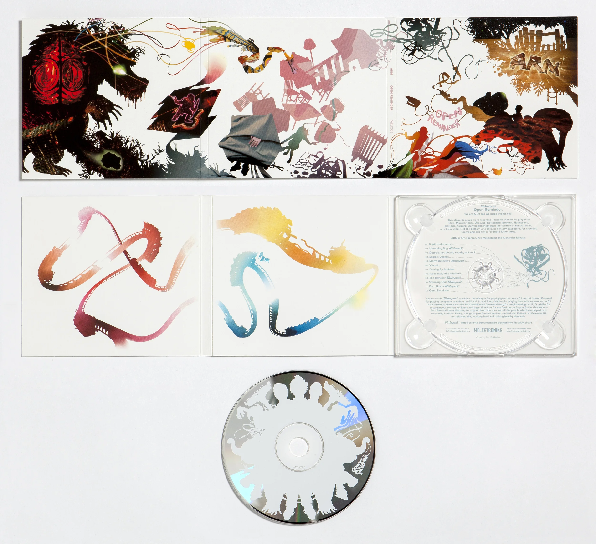 Open Reminder CD cover design. Released by Melektronikk, 2004.