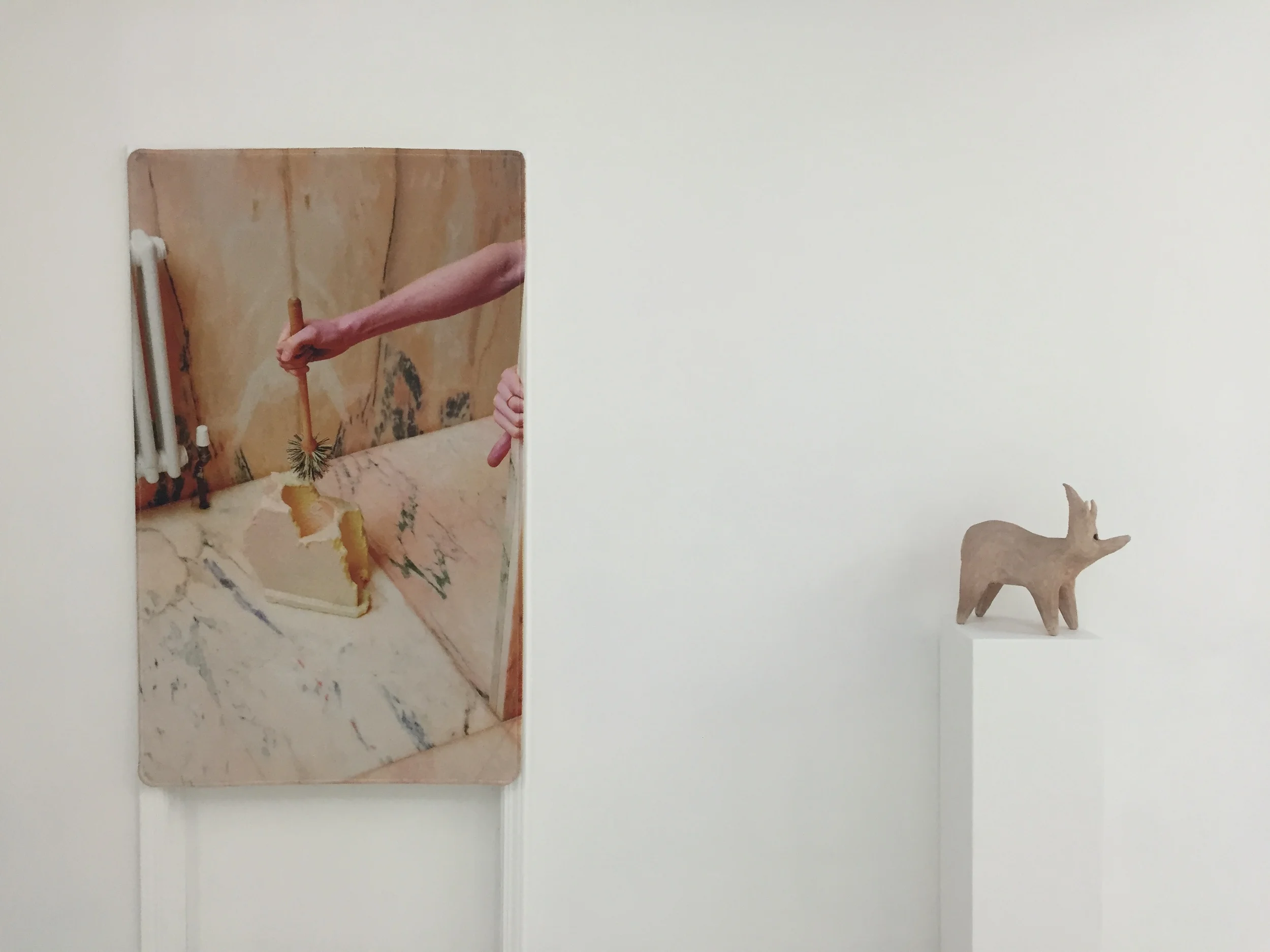  Installation View, Dexter Lander x Max Lamb,&nbsp; Untitled (1) , 2016 &amp;&nbsp;Yassi Mazandi,&nbsp; the beast , 2015&nbsp; 