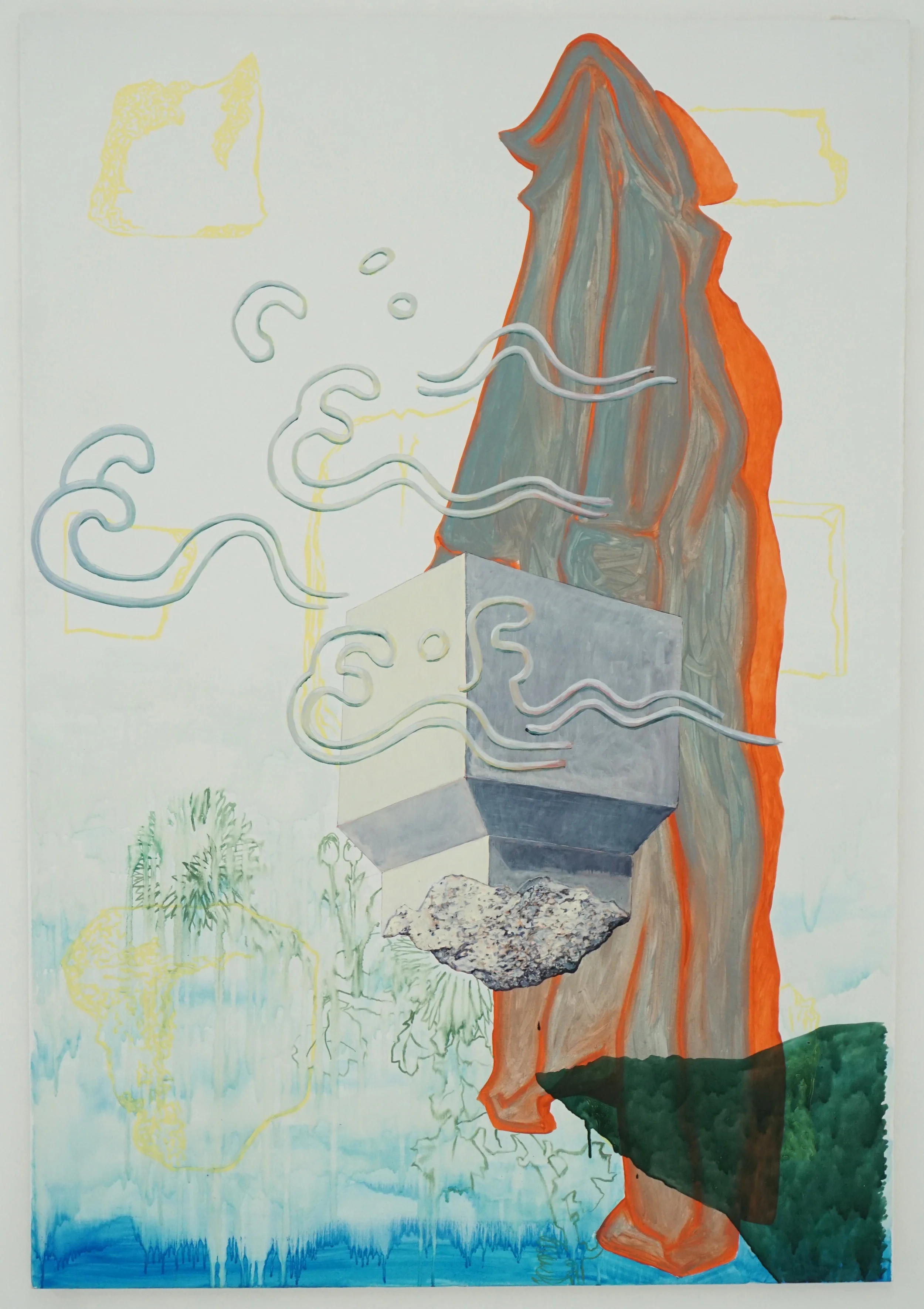Titania Seidl, The painter & the rectangle (wide awake at 4:19, tattoos of Chinese wave patterns on the inside of her eyelids), 2016