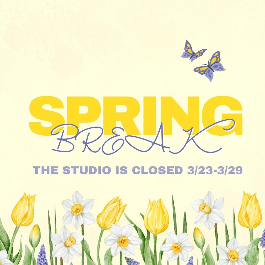 The studio is closed 3/23-3/29. Enjoy your break dancers!!! Don&rsquo;t forget to tag us in your spring break dance pictures! ☀️🌷🌸🌼🤩