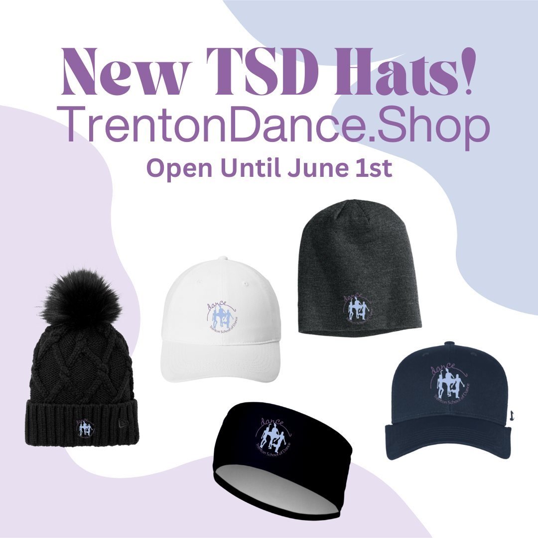 Represent TSD with some ✨ dance-tastic ✨ hats! Find new hats and more TSD items on our online pop-up store until June 1st! Check out the link in our bio! #trentonschoolofdance