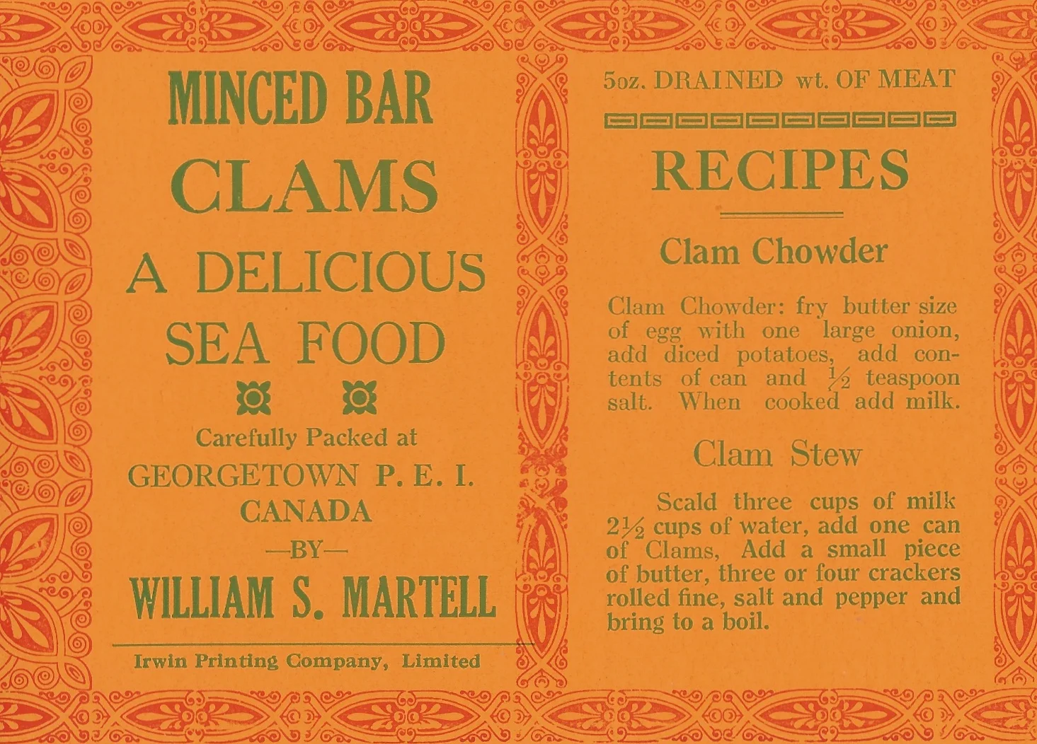 PEI Bar Clams Label — Gallery 18