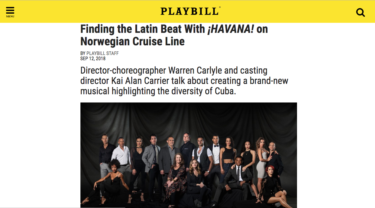 NCL's HAVANA! FEATURED ON PLAYBILL.COM