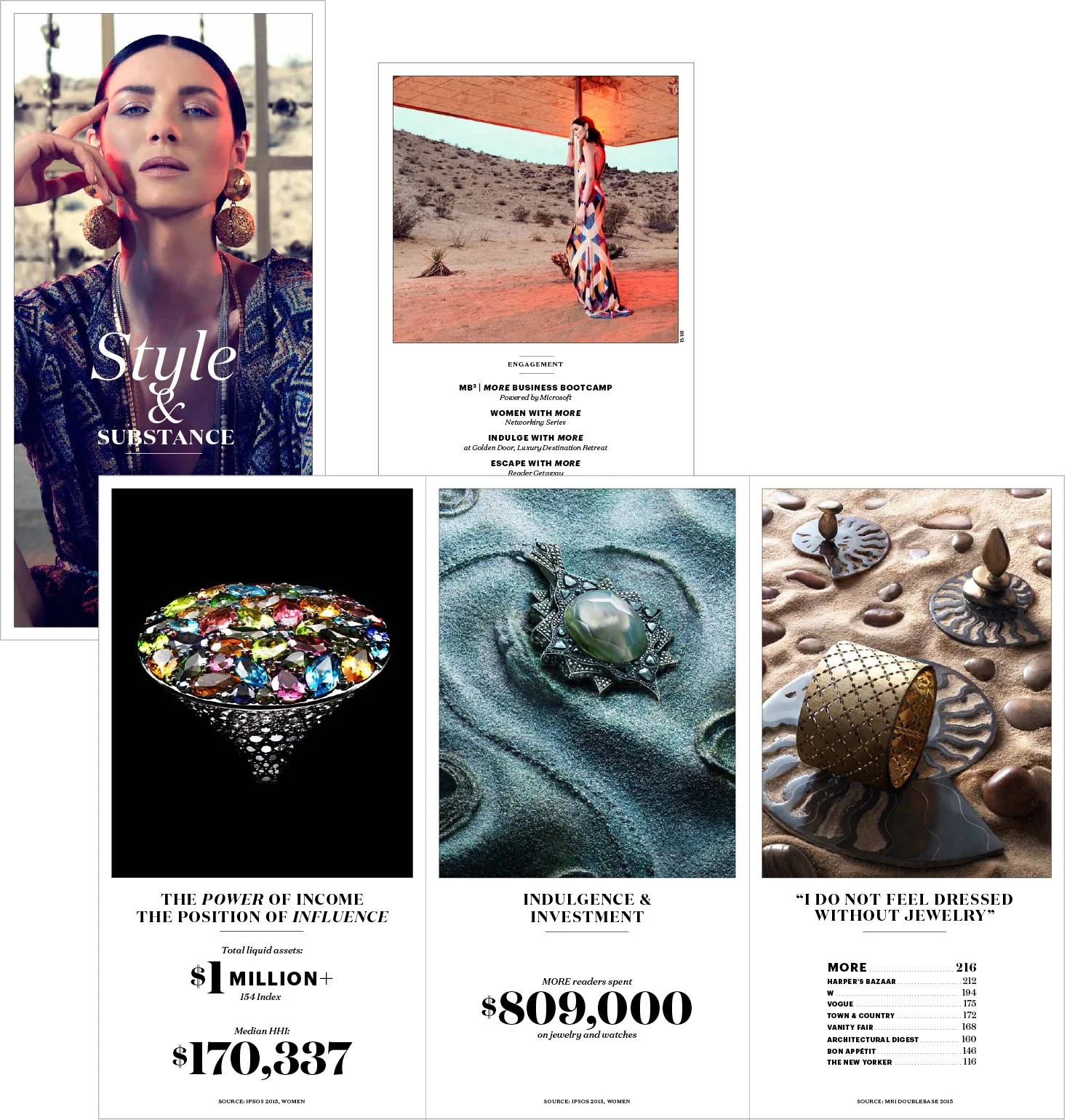 Jewelry trifold brochure. MORE Magazine. Creative Director: Heather Sears