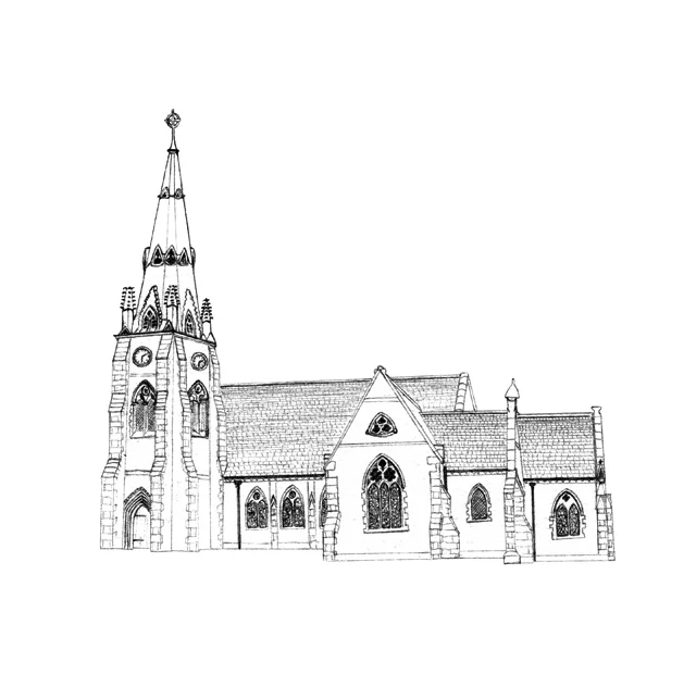 A church line drawing is perfect for the order of service and to remember your wedding ceremony.