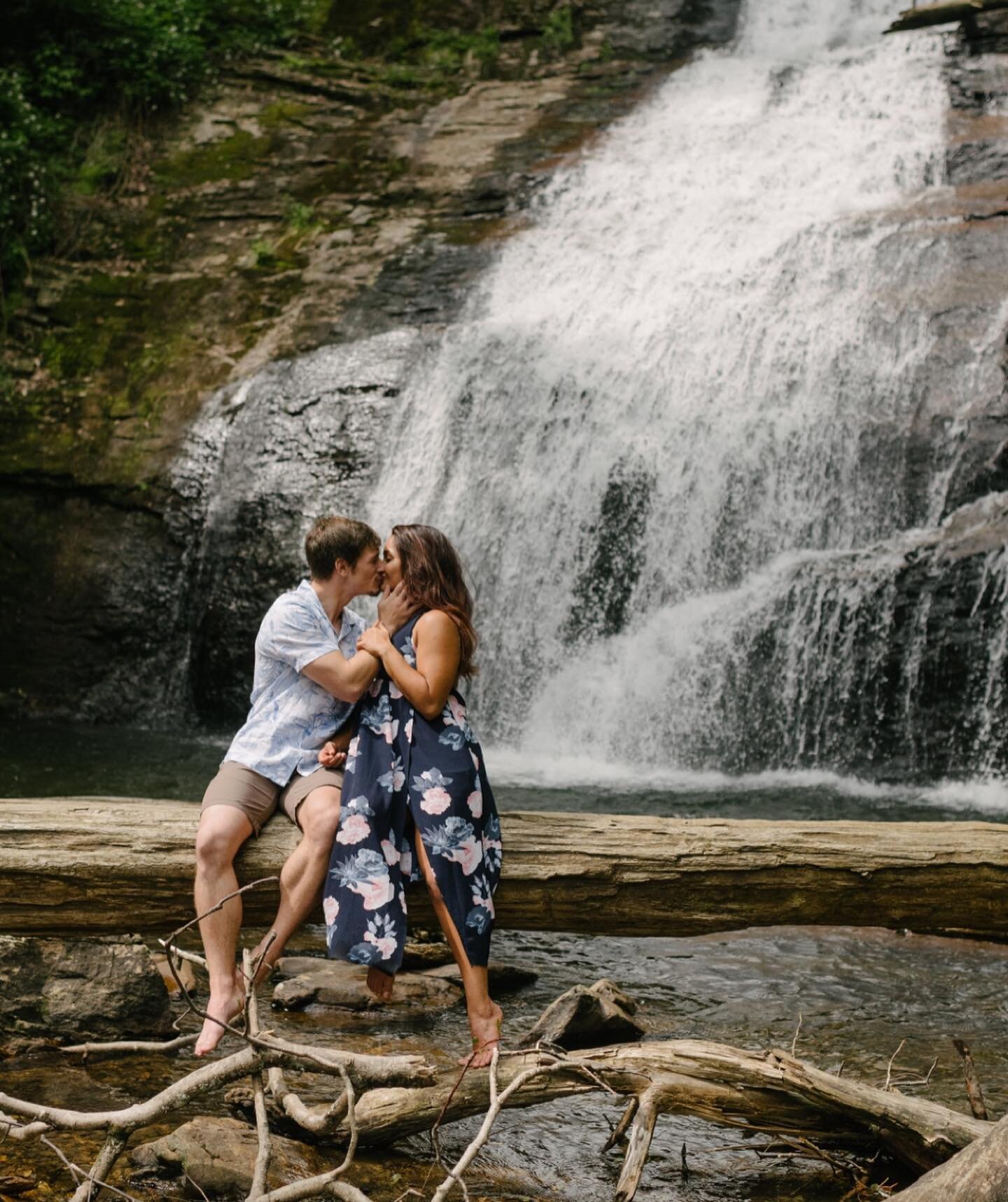 While I was in GA last week, I got to squeeze in Bandhvi &amp; Erik&rsquo;s engagement sesh in the mountains! We had the falls all to ourselves on a moody Thursday morning 😍
#laurenraephotography
.
.
.

#laurenraephotography #atlantaweddingphotograp