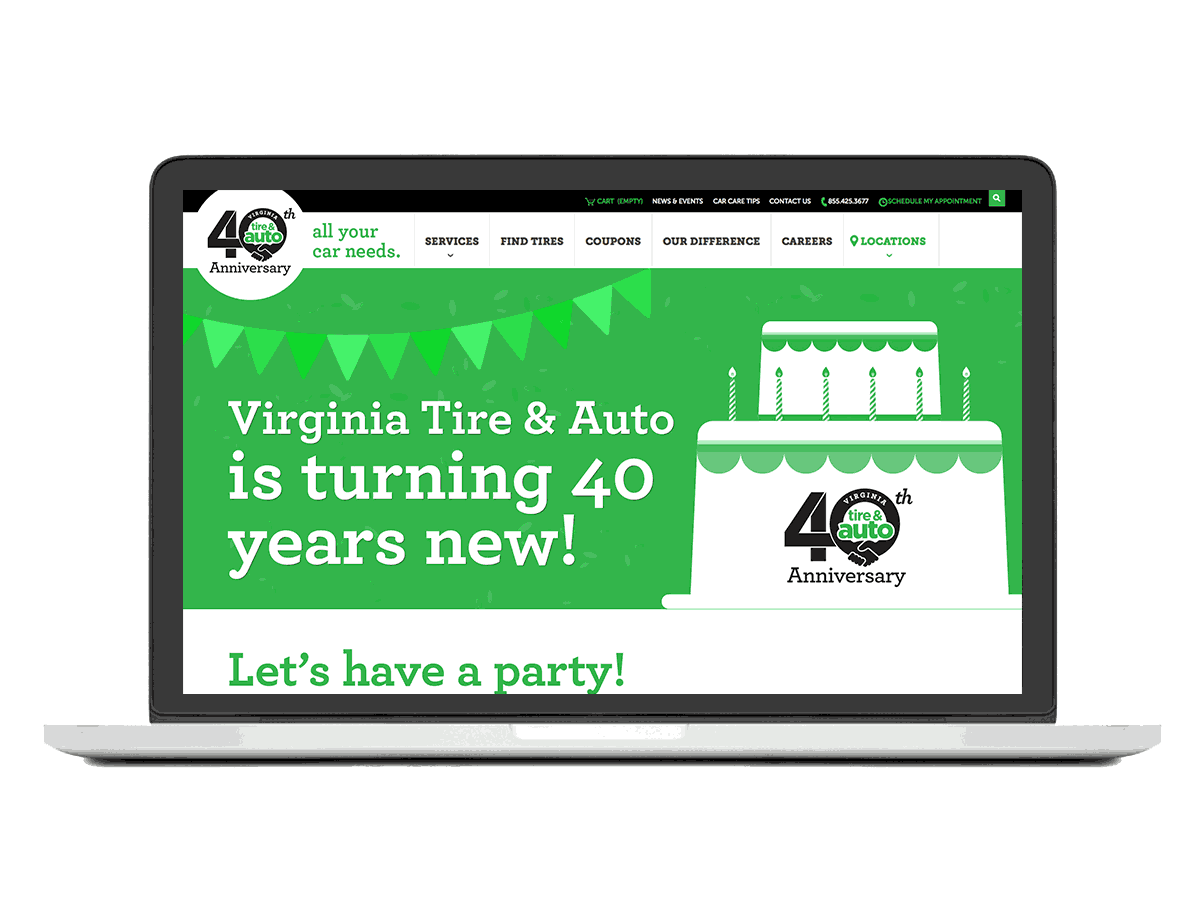 Virginia Tire & Auto 40th Birthday Landing Page