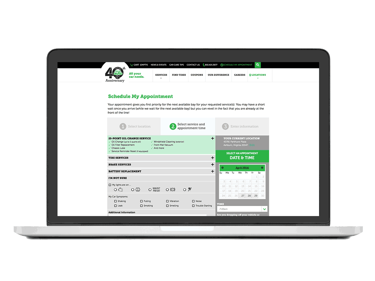 Virginia Tire & Auto Schedule an Appointment Redesign