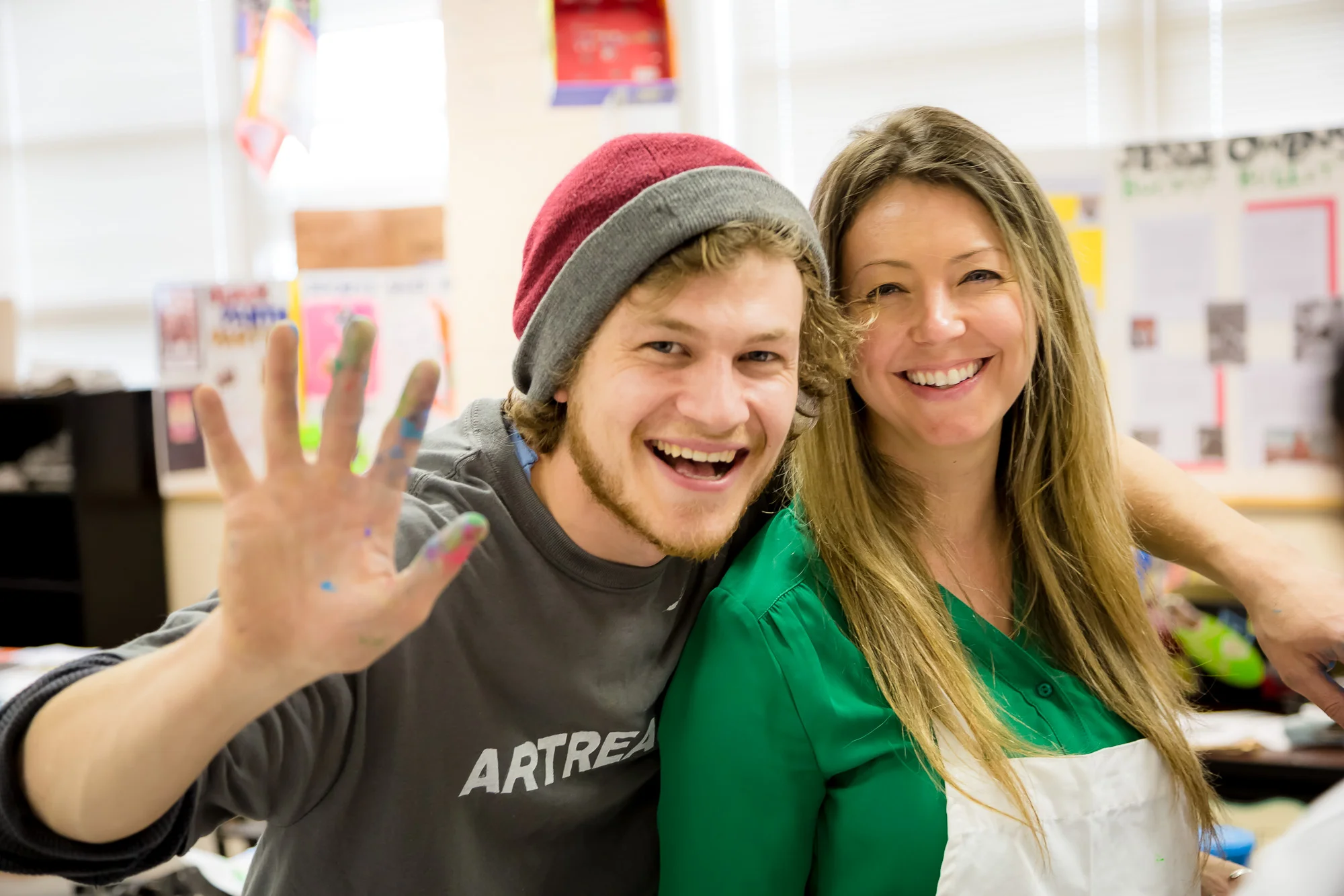 Workshop facilitators and very skilled, very brave people who gave loads of paint to a bunch of elementary school kids and somehow produced a happy result rather than a cautionary tale.