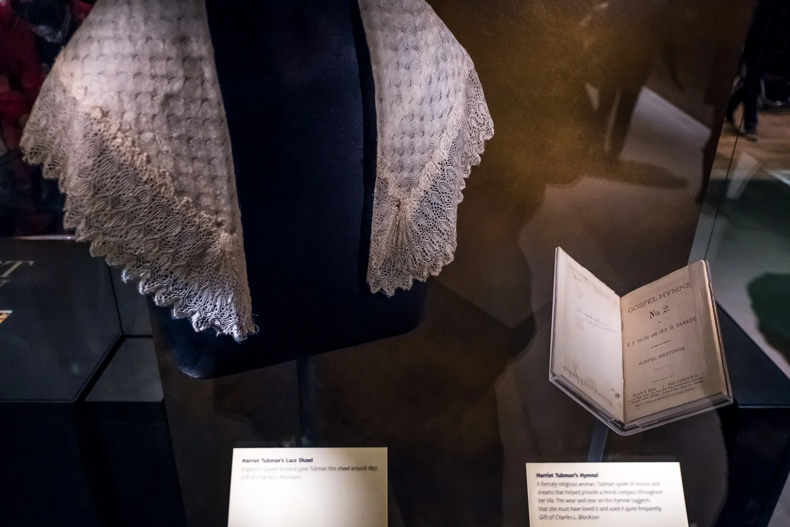 England's Queen Victoria gave Tubman this shawl around 1897. Gift of Charles L. Blockson Harriet Tubman's Hymnal A fiercely religious woman, Tubman spoke of visions and dreams that helped provide a moral compass throughout her life. The wear-and-tear on this hymnal suggests that she must have loved it and used it quite frequently. Gift of Charles L. Blockson