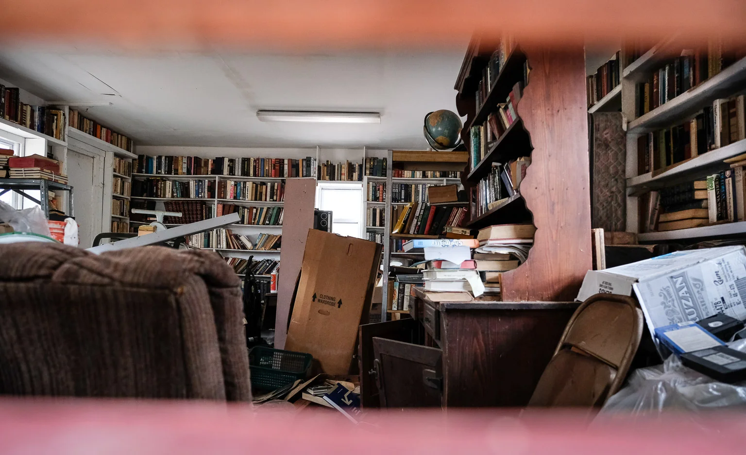 The view of the library, as seen through the mail slot in the previous photo.