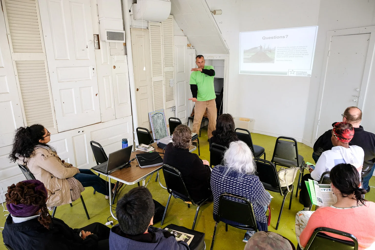 Workshop on the basics of composting, led by Veteran Compost .