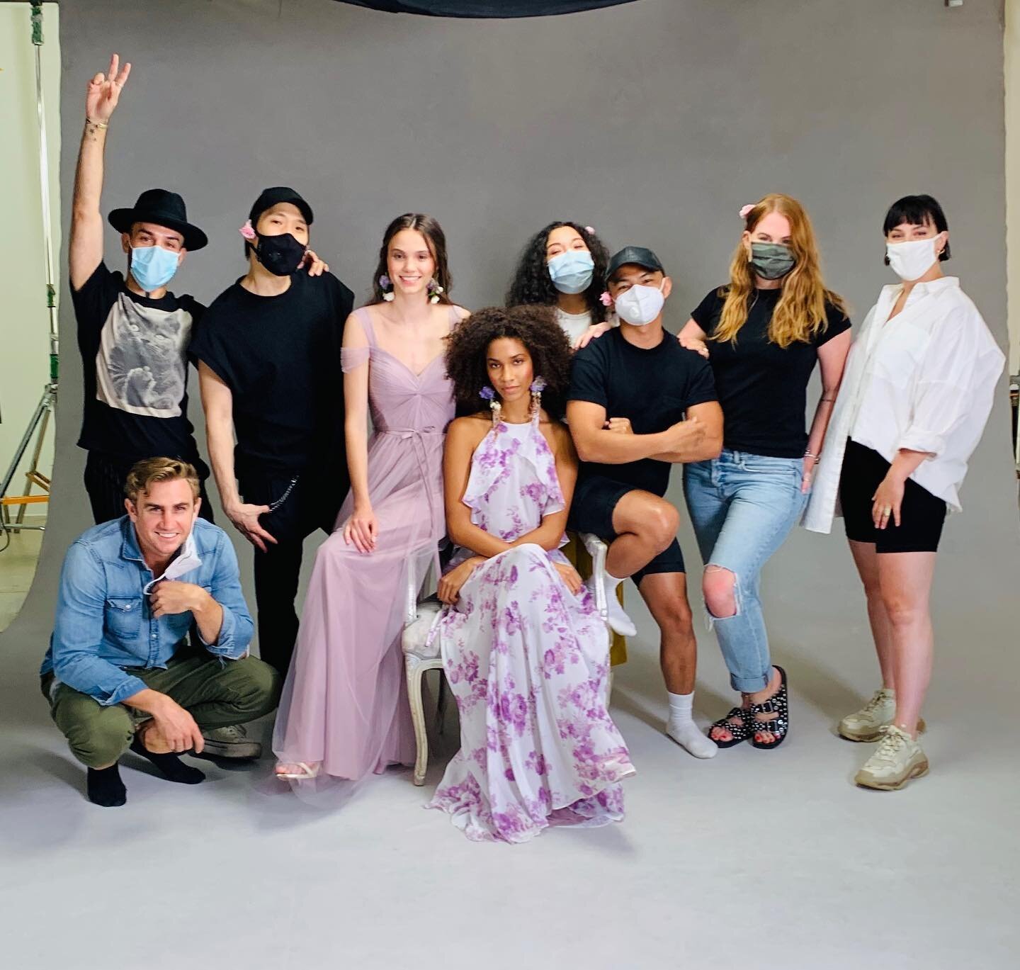 Revealing @Marchesa and their fierce crew. Believe me everyone is 😃 under the masks. @mihcacho @misswaynesworld 

Behind the scenes of the @Marchesa 2020 Bridesmaids shoot. Stay strong and excited for all your weddings ladies, this too shall pass!

