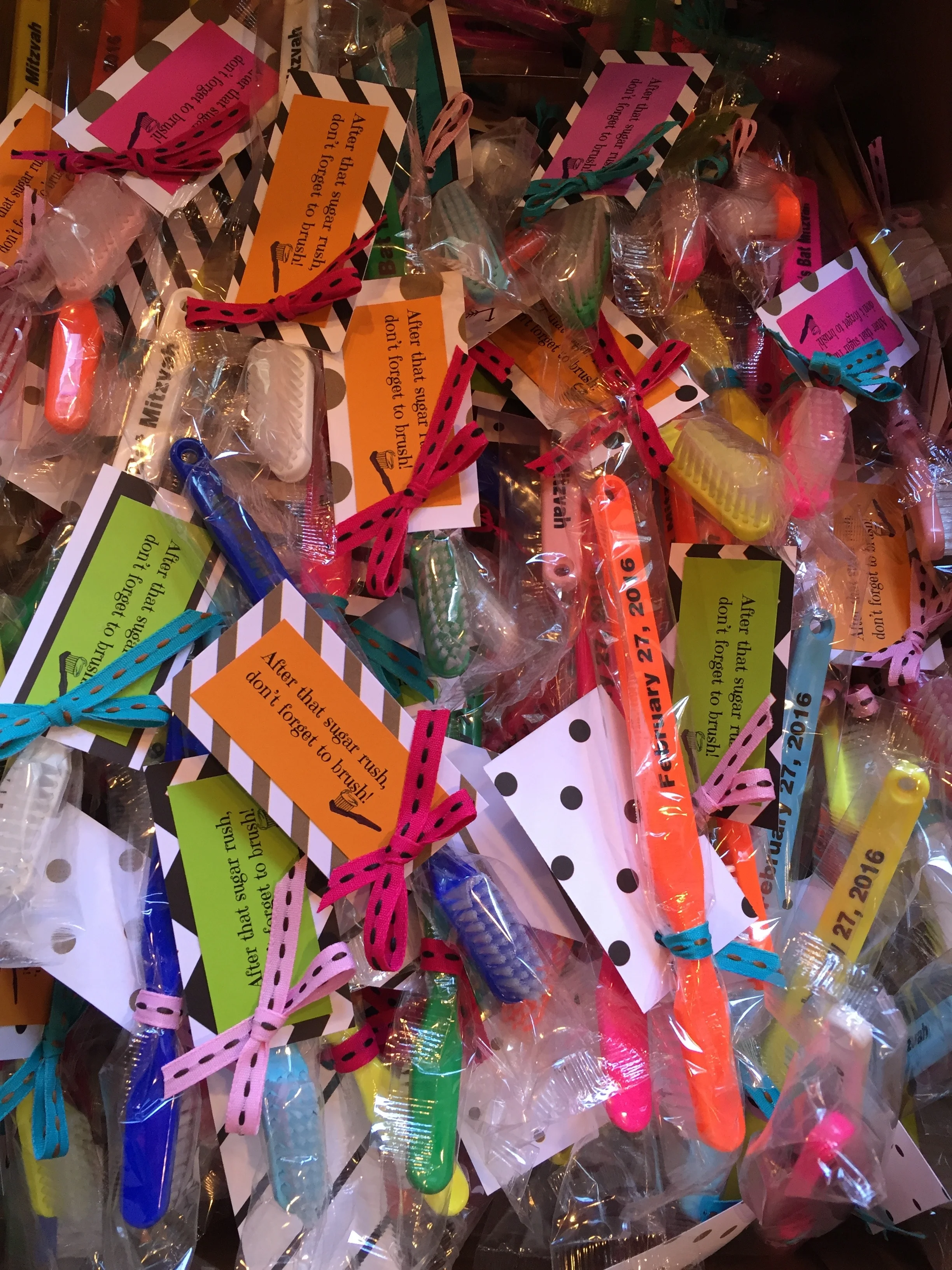 Tooth Brush favors for Candy Themed Bat Mitzvah
