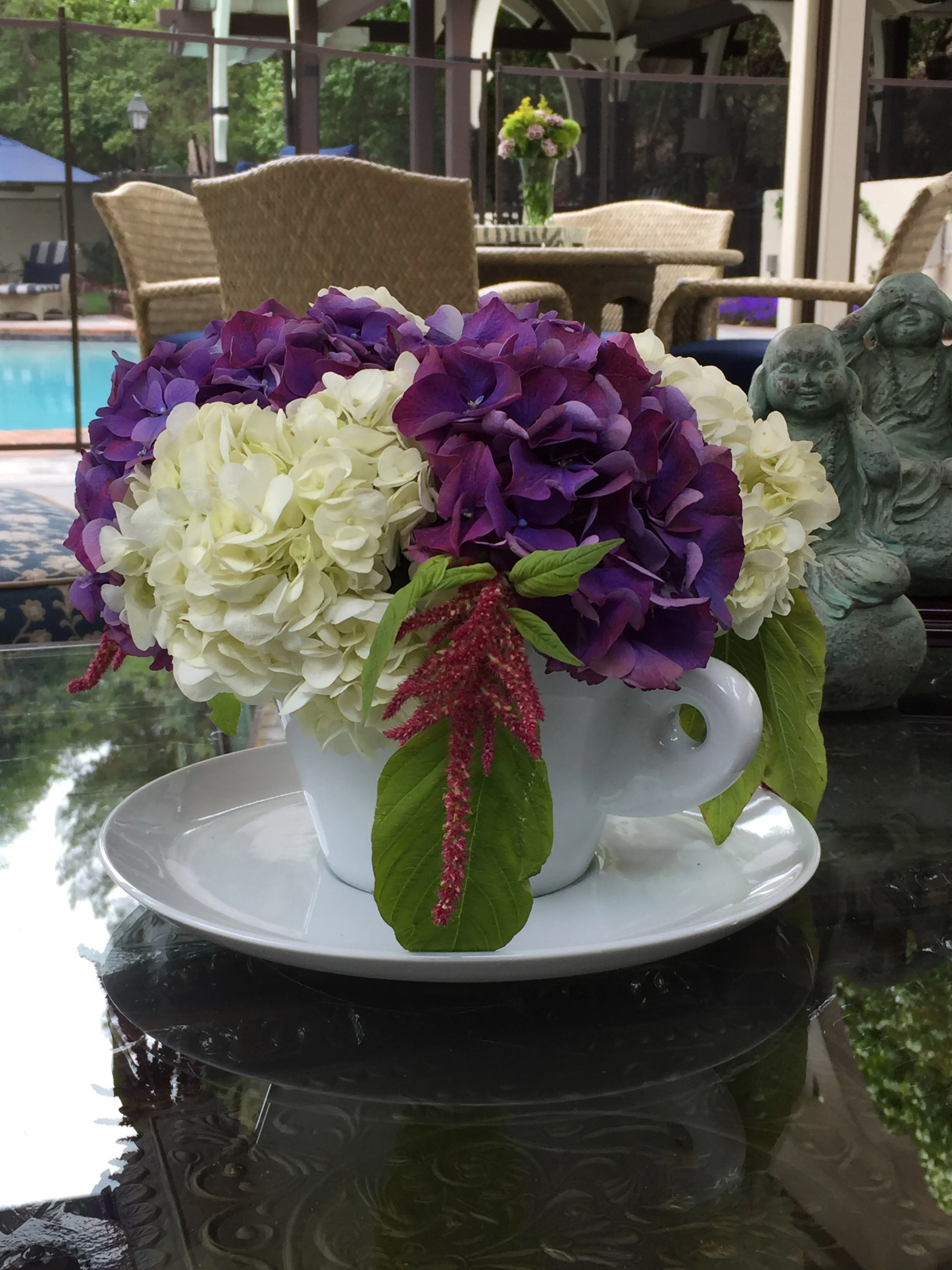 Tea Party Outdoor Flower Arrangement
