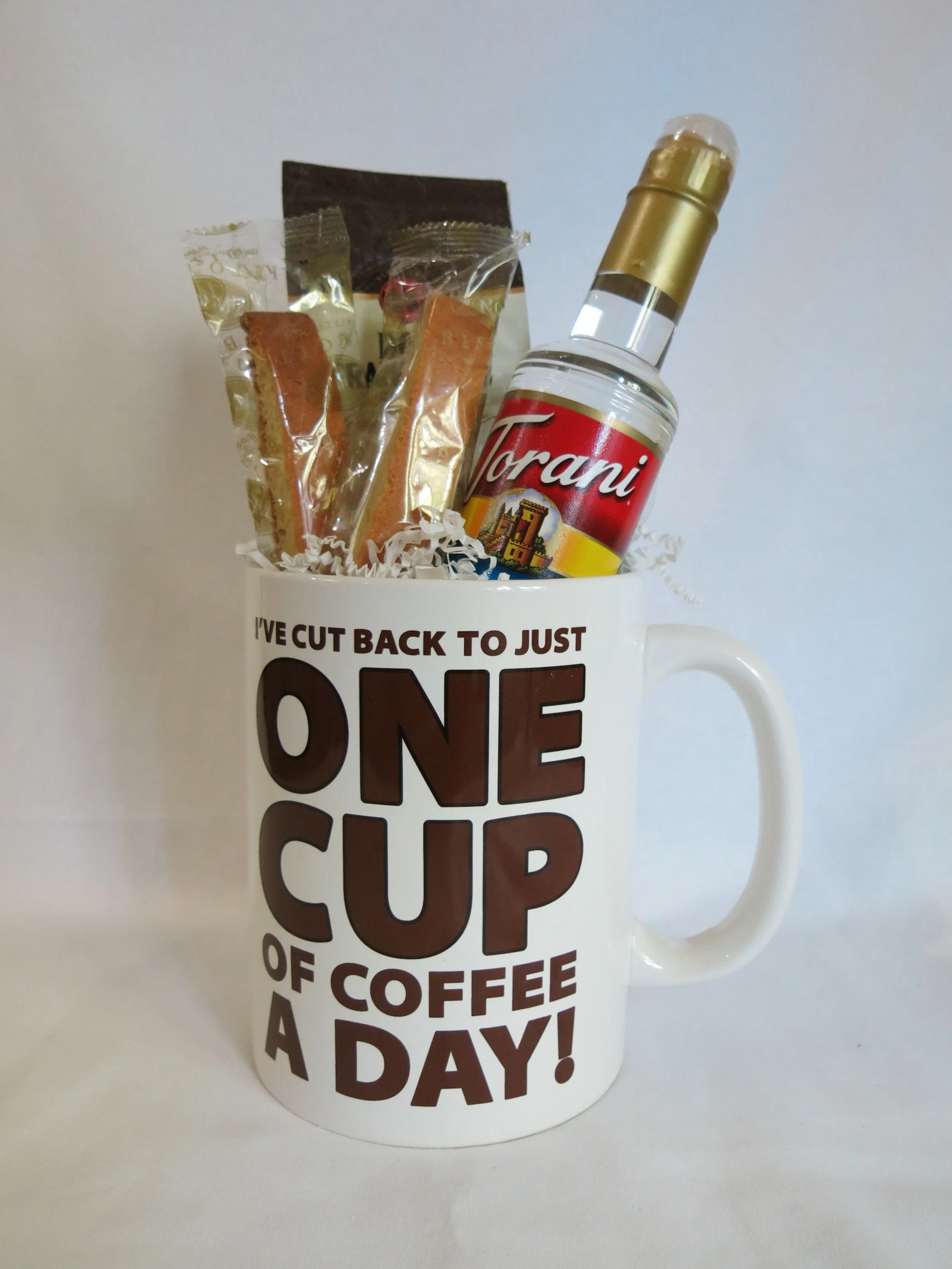 Gag Gift Coffee Mug Basket