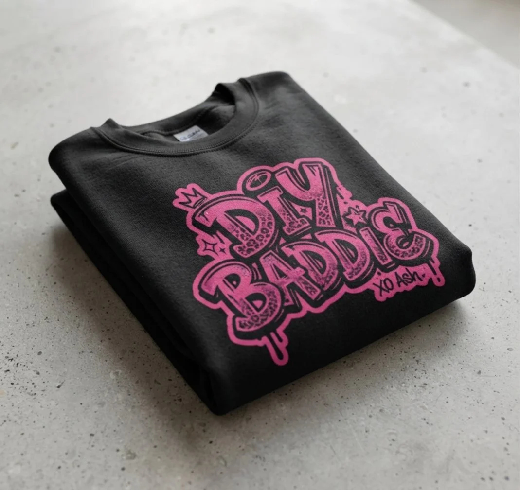 DIY Baddie Pink Graffiti Text Sweatshirt