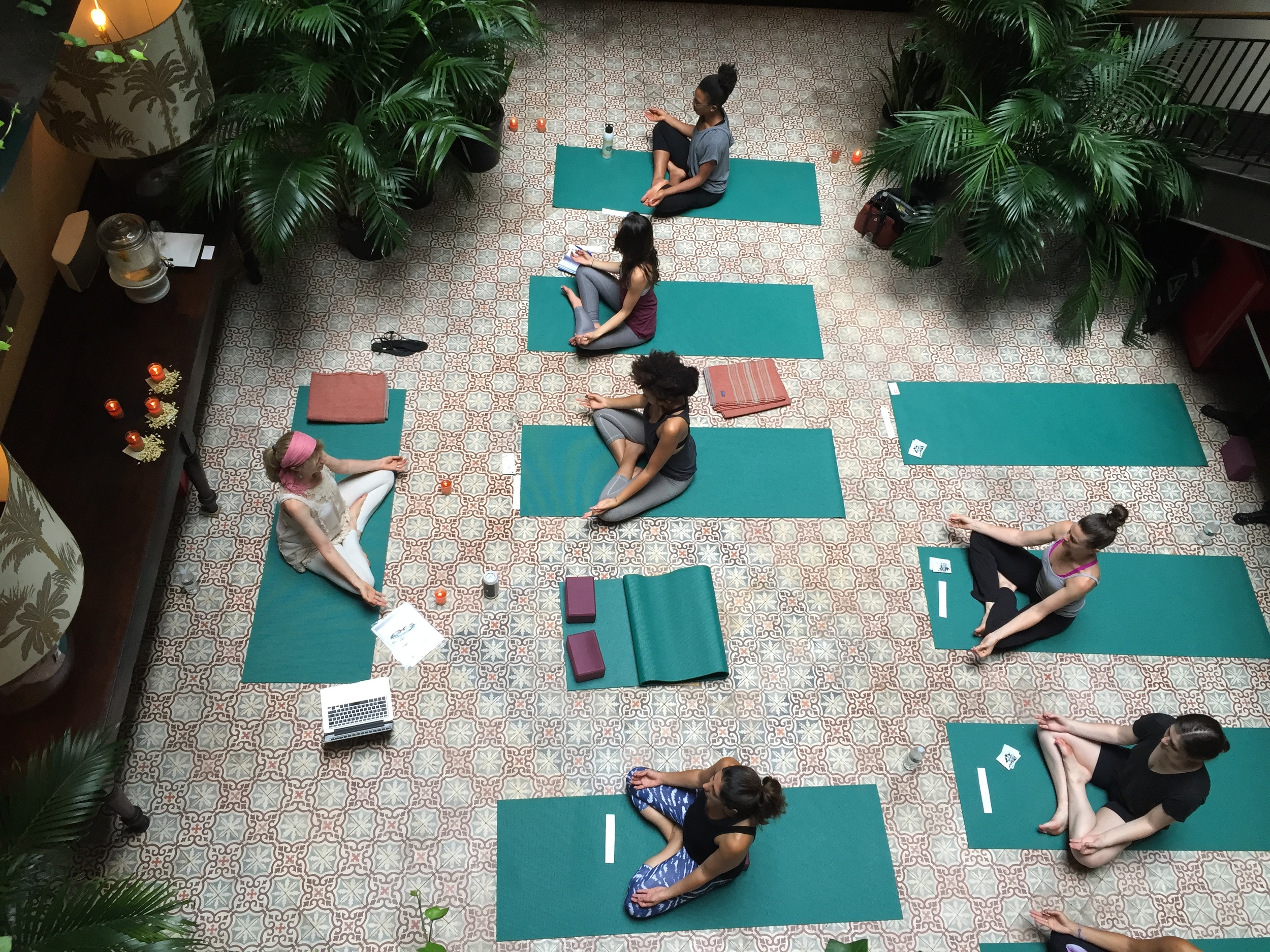 Leading Kundalini yoga and meditation class.