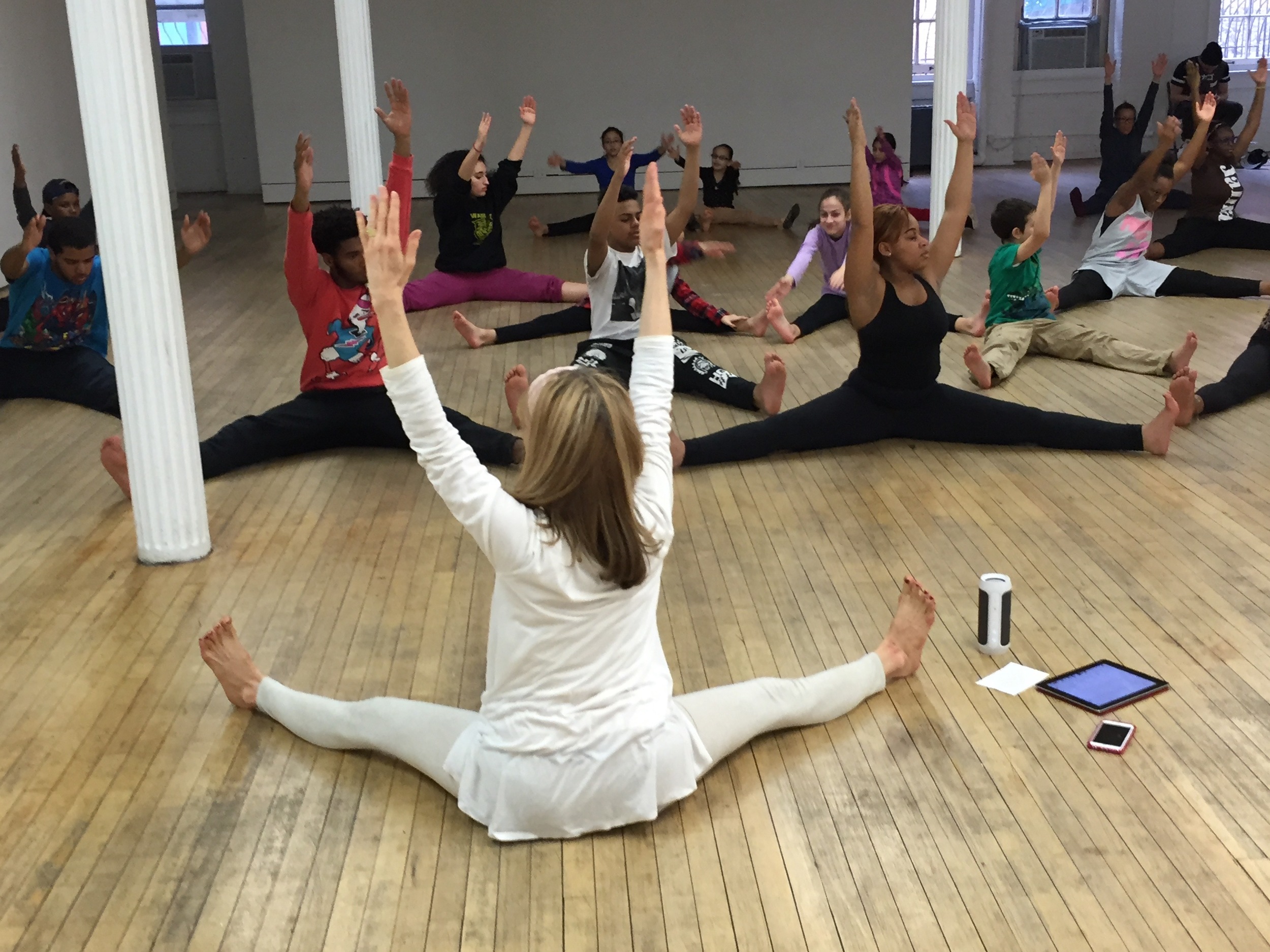 Teaching Kundalini yoga to Keep Rising to the Top (KR3T), award-winning hip hop dance company.