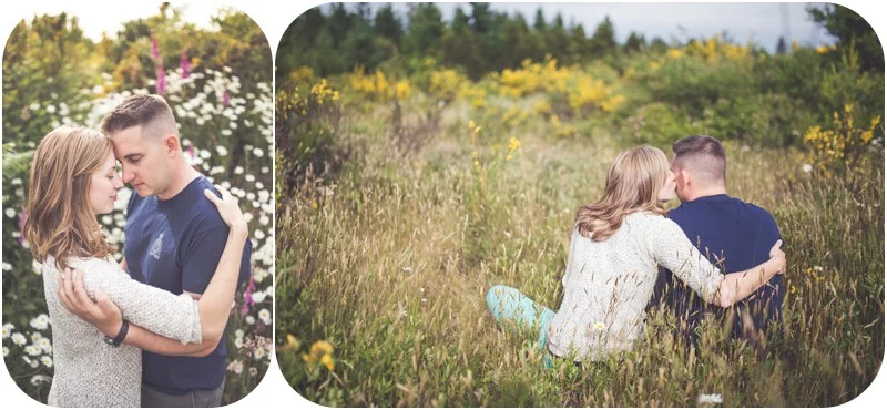 romantic couples photographer qualicum beach, romantic spider lake couples shoot, wildflowers couples session, qualicum bay photographer, engagement photographer qualicum