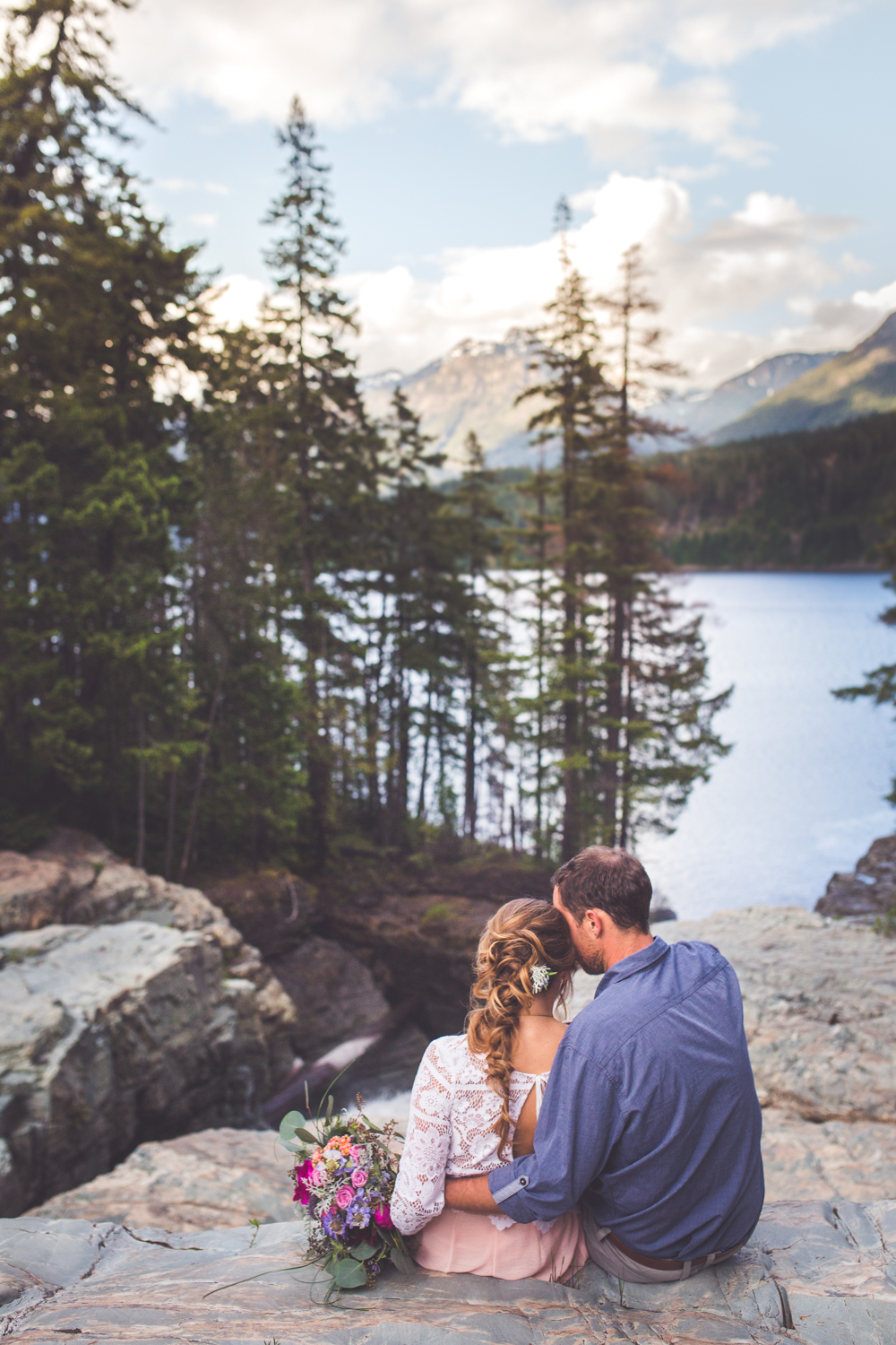 myra falls and buttle lake in strathcona park wedding